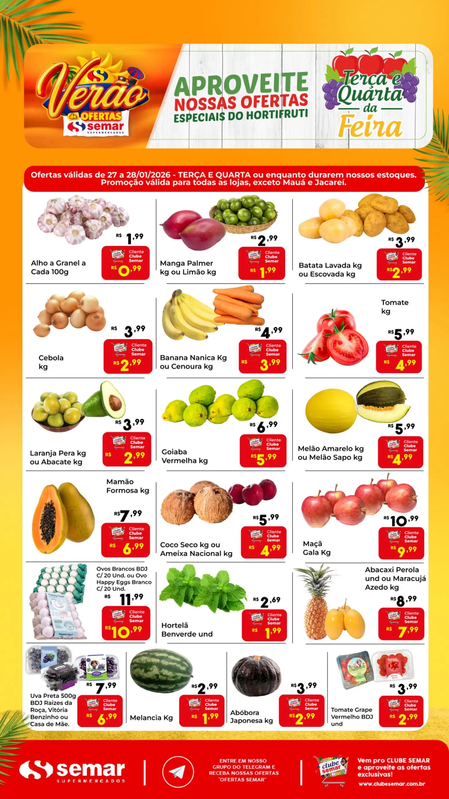 Semar Supermercado Folheto - válido de 27.01.2026 | Página: 1 | Produtos: Abóbora, Cebola, Mamão, Batata