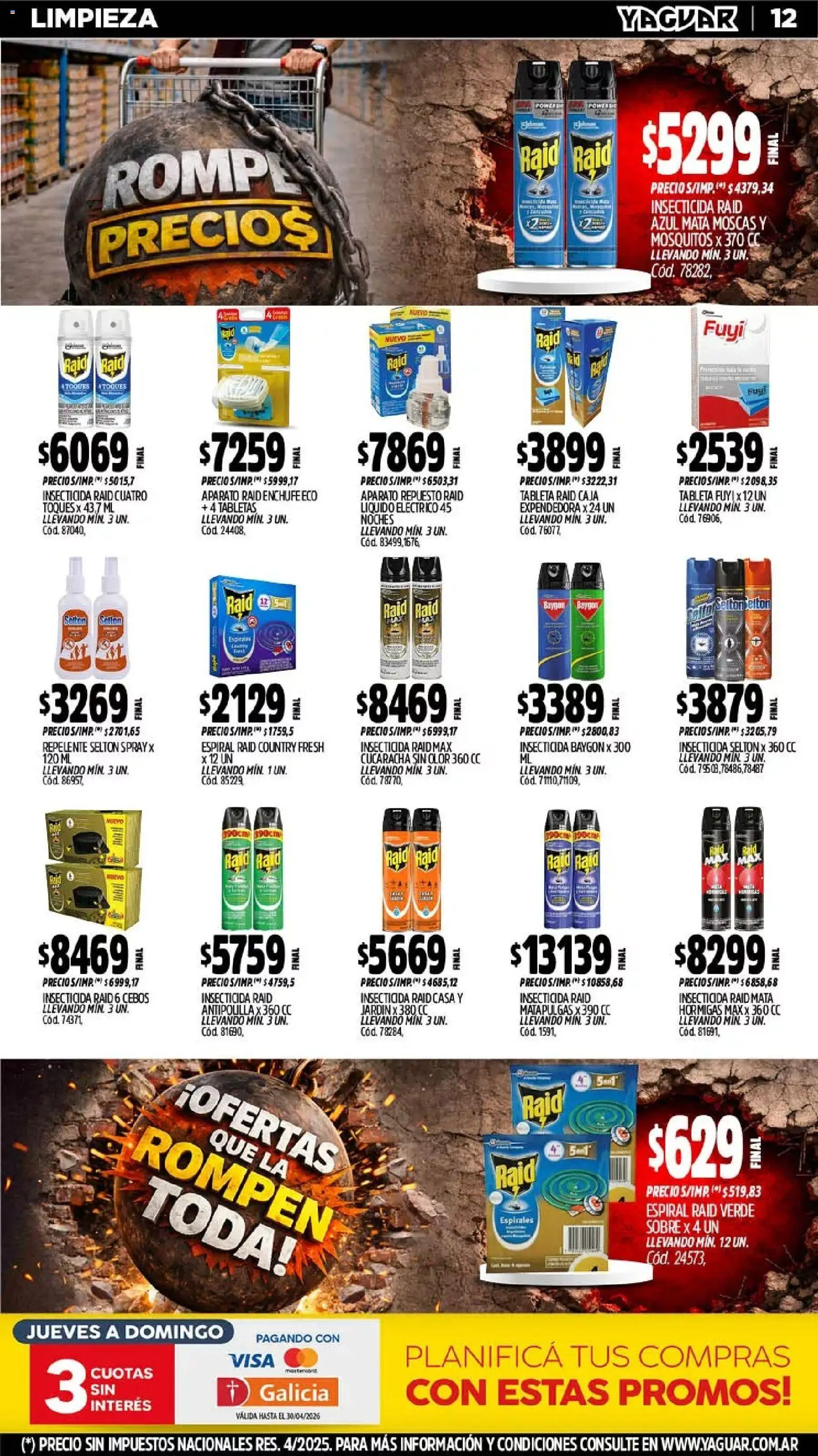 Yaguar - Oferta Semanal Mendoza │ válido desde el 13.04.2026 | Página: 12 | Productos: Mata moscas, Tableta, Repelente, Insecticida