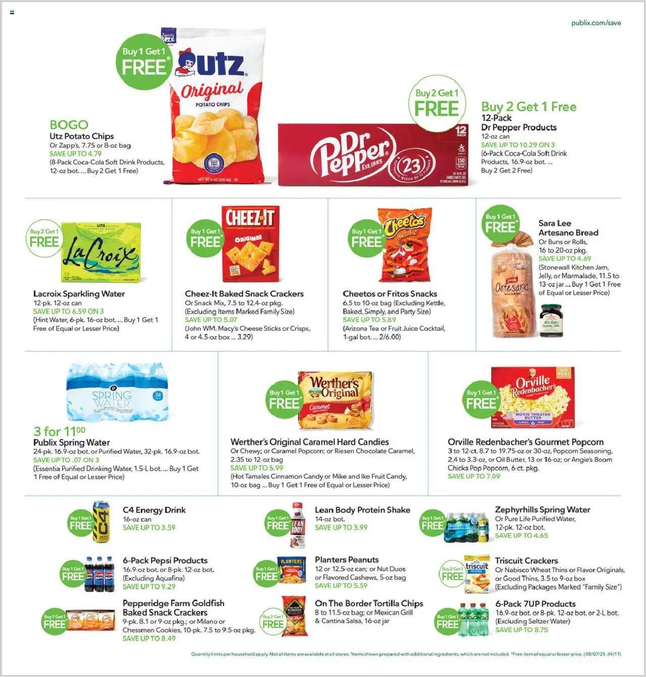 Publix Weekly Ad - valid from 06.08.2025 | Page: 11 | Products: Juice, Candies, Water, Grill