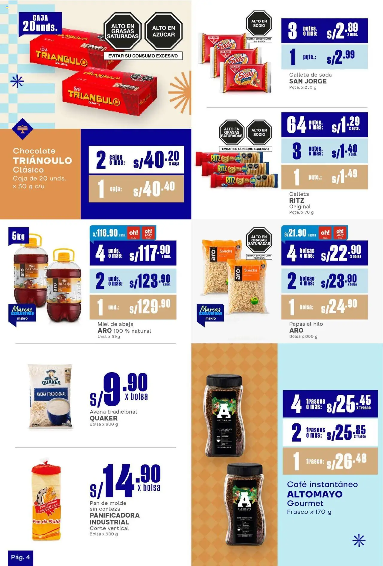 Catálogo Makro válido desde 31.07.2025 | Página: 4 | Productos: Caja, Chocolate, Avena, Bolsa