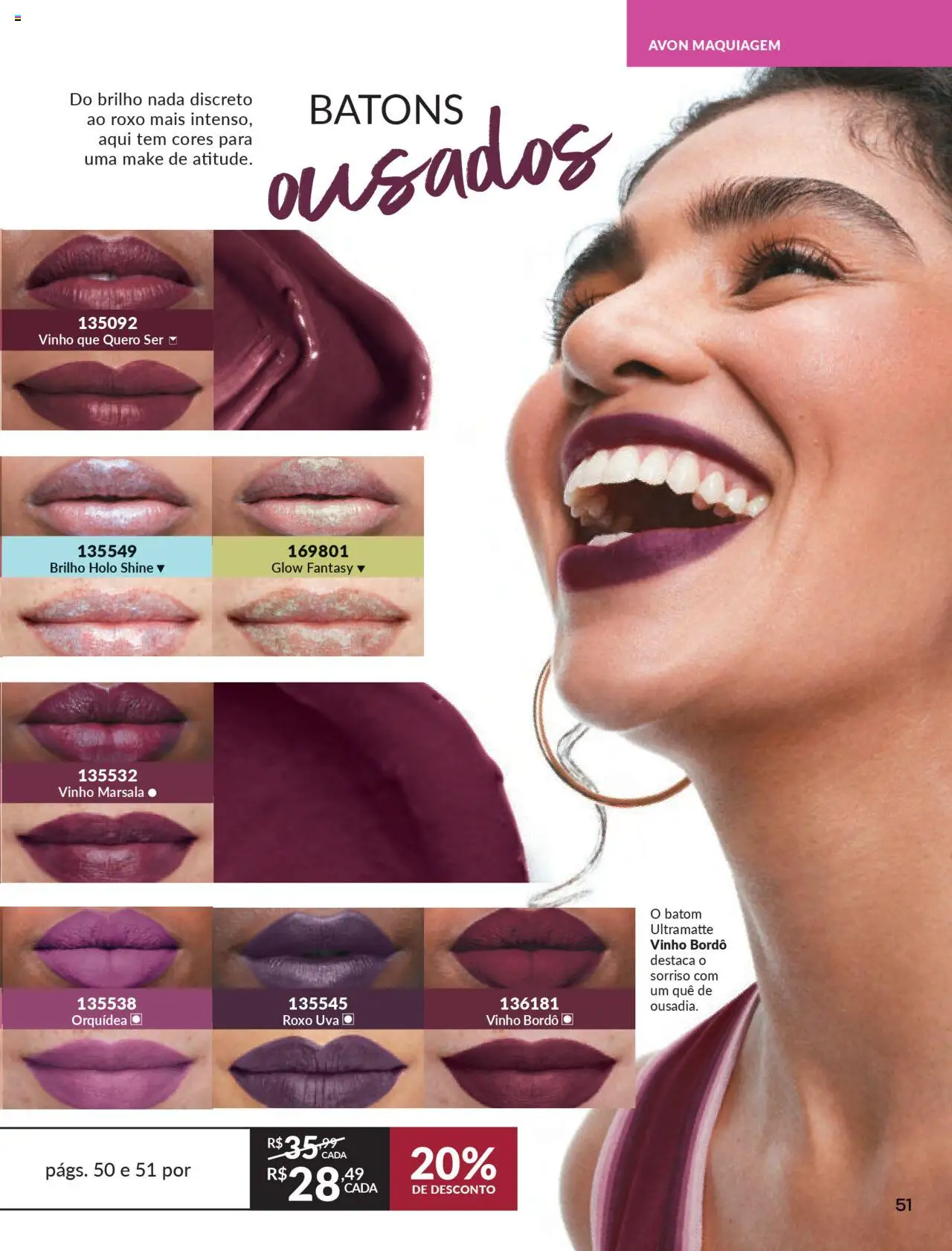 Avon Folheto - válido de 16.06.2025 | Página: 51 | Produtos: Maquiagem, Batom, Vinho