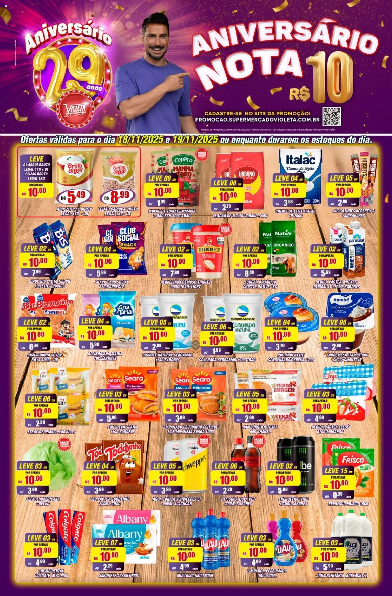 Violeta Supermercados Folheto - válido de 18.11.2025 | Página: 1 | Produtos: Feijão, Leite, Cheddar, Açúcar