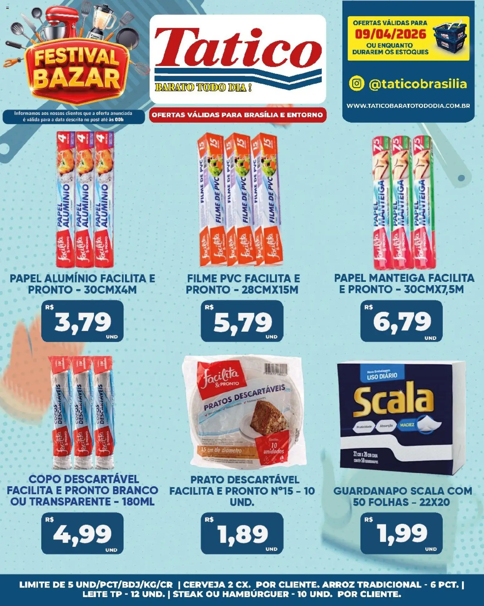 Tatico Folheto - válido de 09.04.2026 | Página: 50 | Produtos: Leite, Cerveja, Arroz, Guardanapo