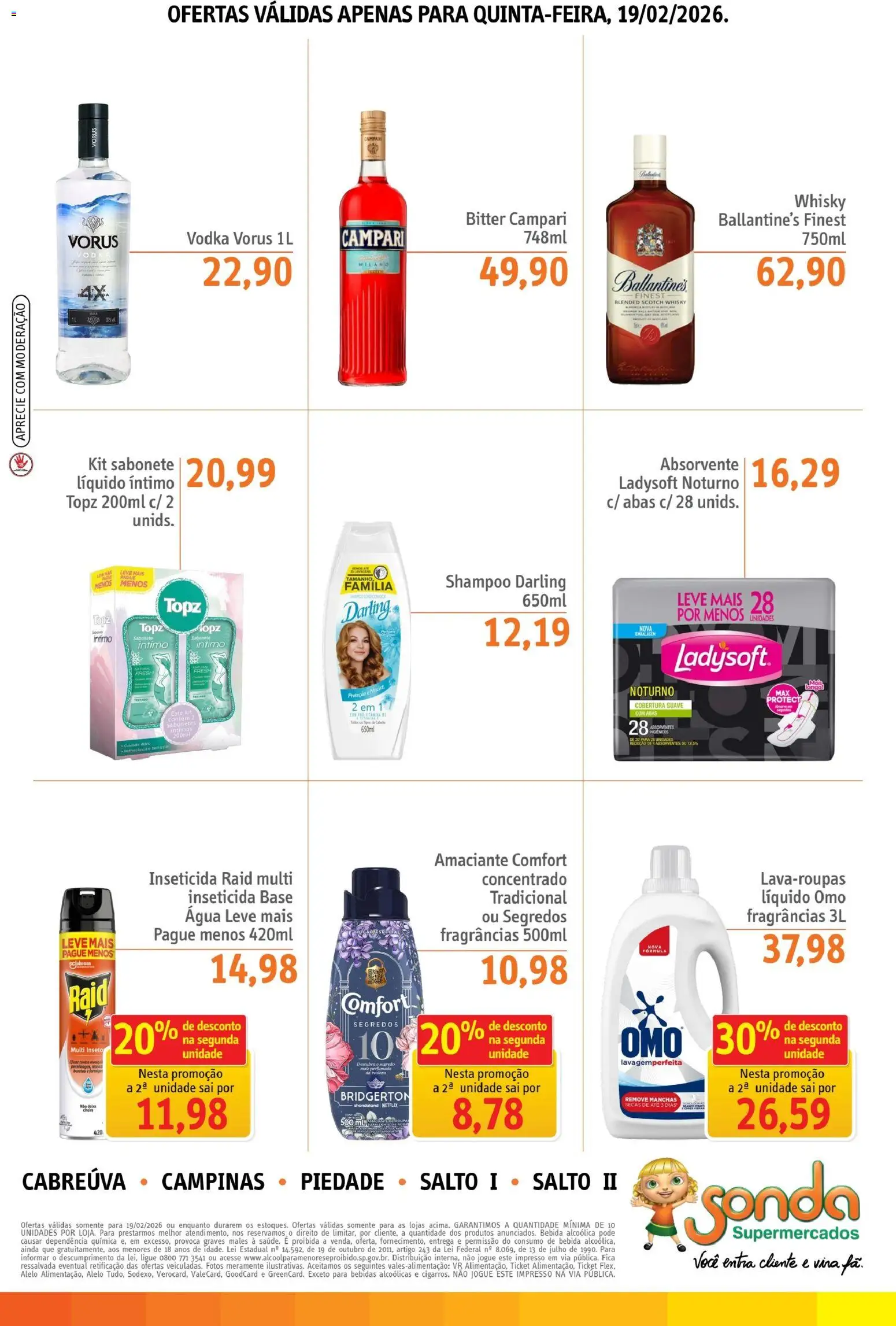 Sonda Folheto - válido de 19.02.2026 | Página: 4 | Produtos: Vodka, Campari, Absorvente, Inseticida