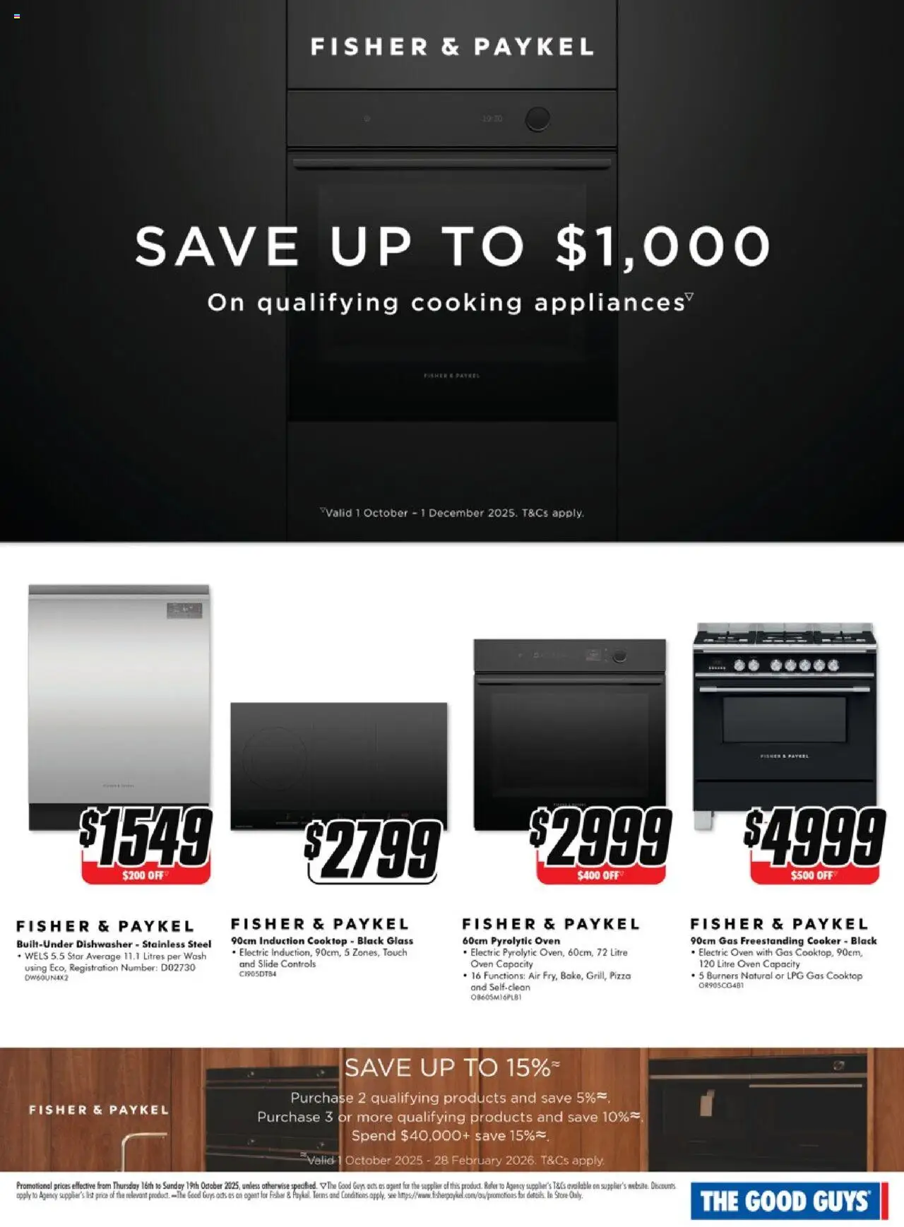 The Good Guys catalogue - valid from 15.10.2025 | Page: 4 | Products: Pizza, Oven, Cooktop, Dishwasher