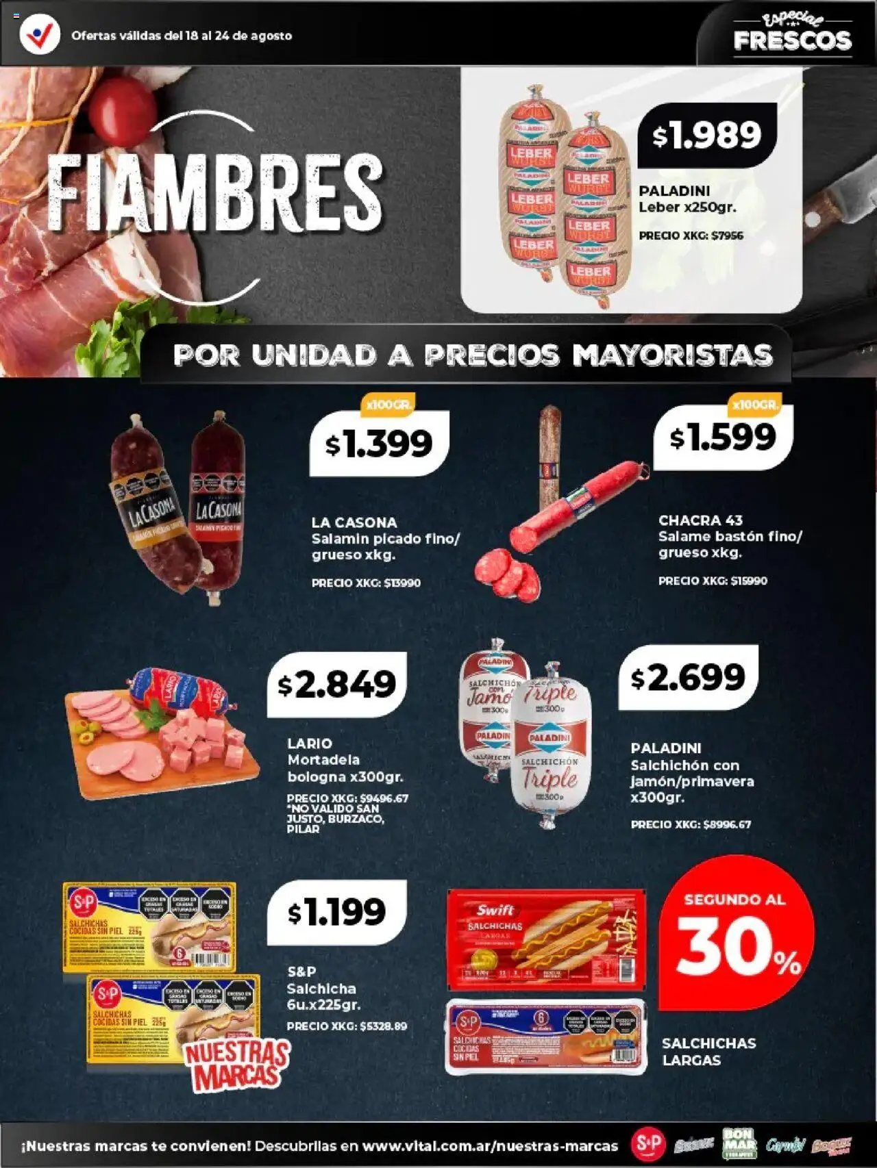 Vital - Especial frescos │ válido desde el 18.08.2025 | Página: 10 | Productos: Mortadela, Salchicha, Salame, Té