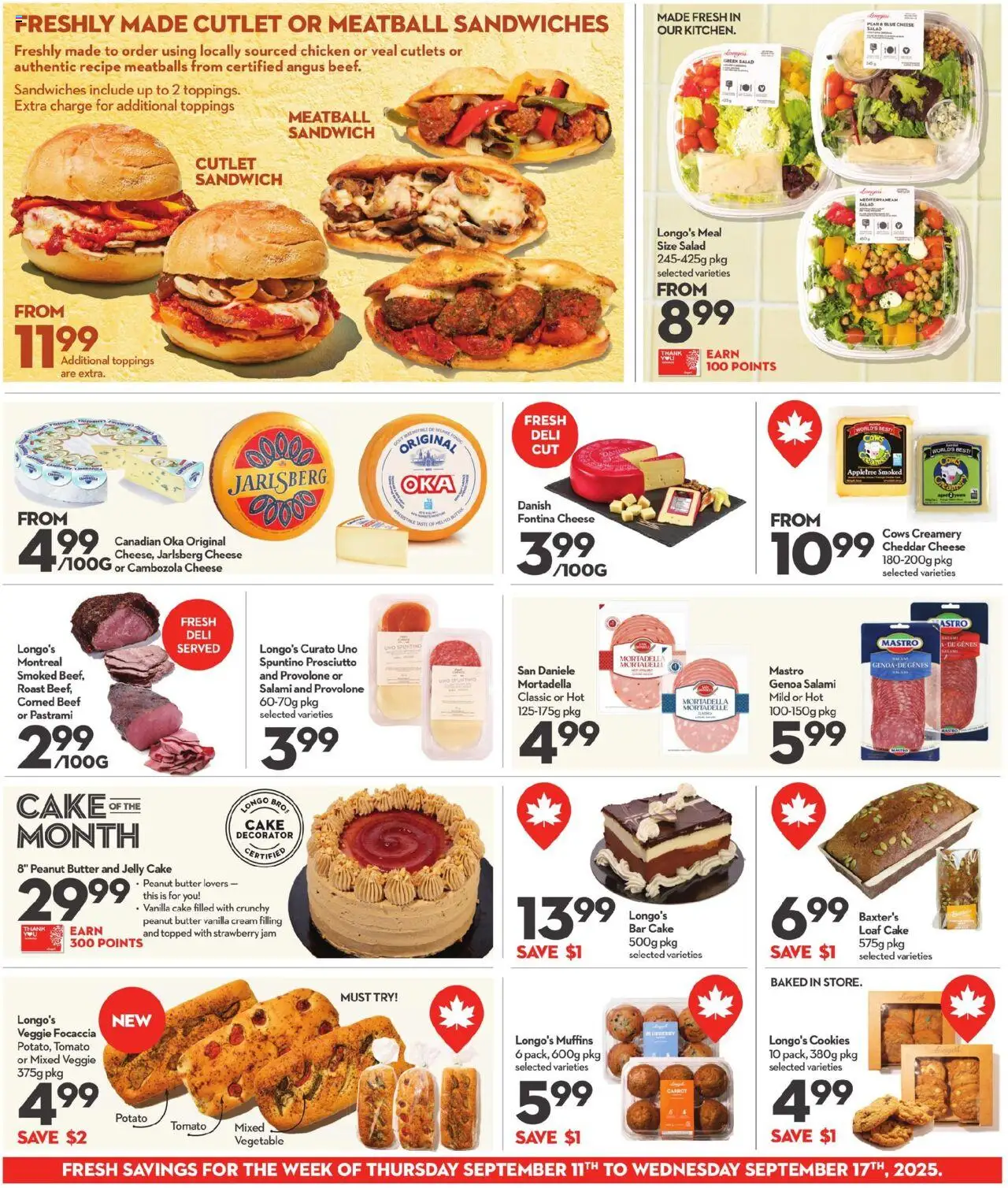 Longo's flyer valid from 11.09.2025 | Page: 9 | Products: Beef, Carrot, Cookies, Chicken