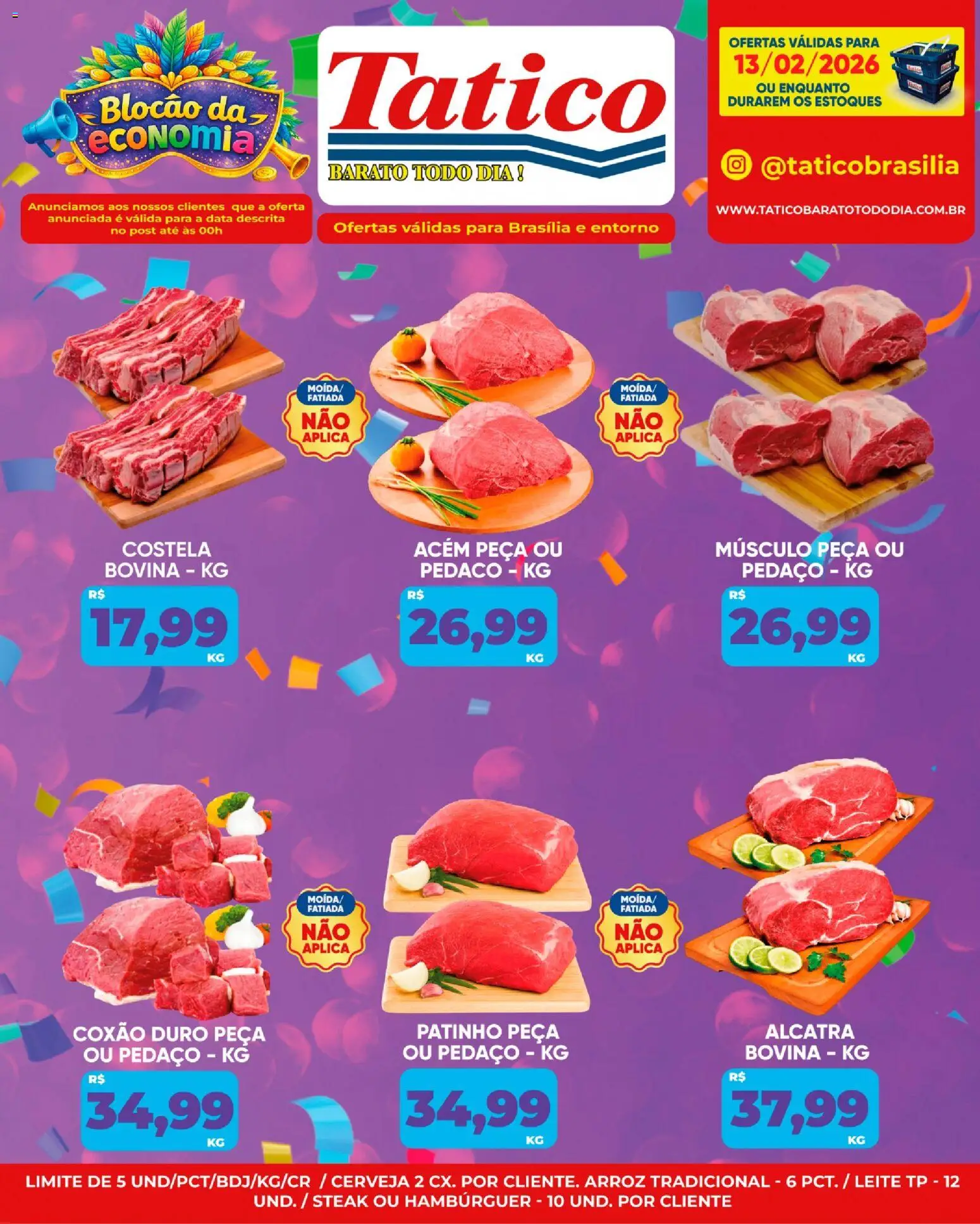 Tatico Folheto - válido de 13.02.2026 | Página: 11 | Produtos: Acém, Alcatra, Cerveja, Hambúrguer