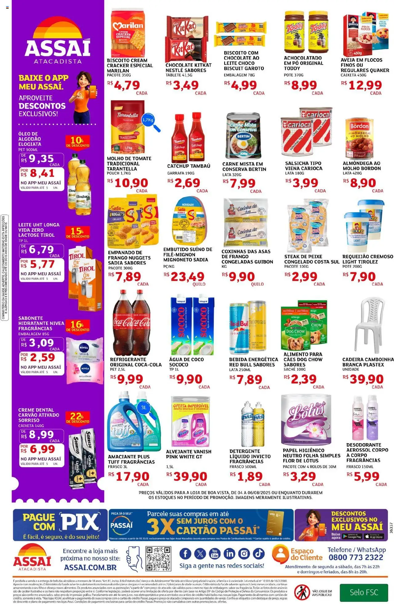 Assaí Atacadista Folheto - válido de 04.08.2025 | Página: 2 | Produtos: Leite, Pneus, Aveia, Vanish