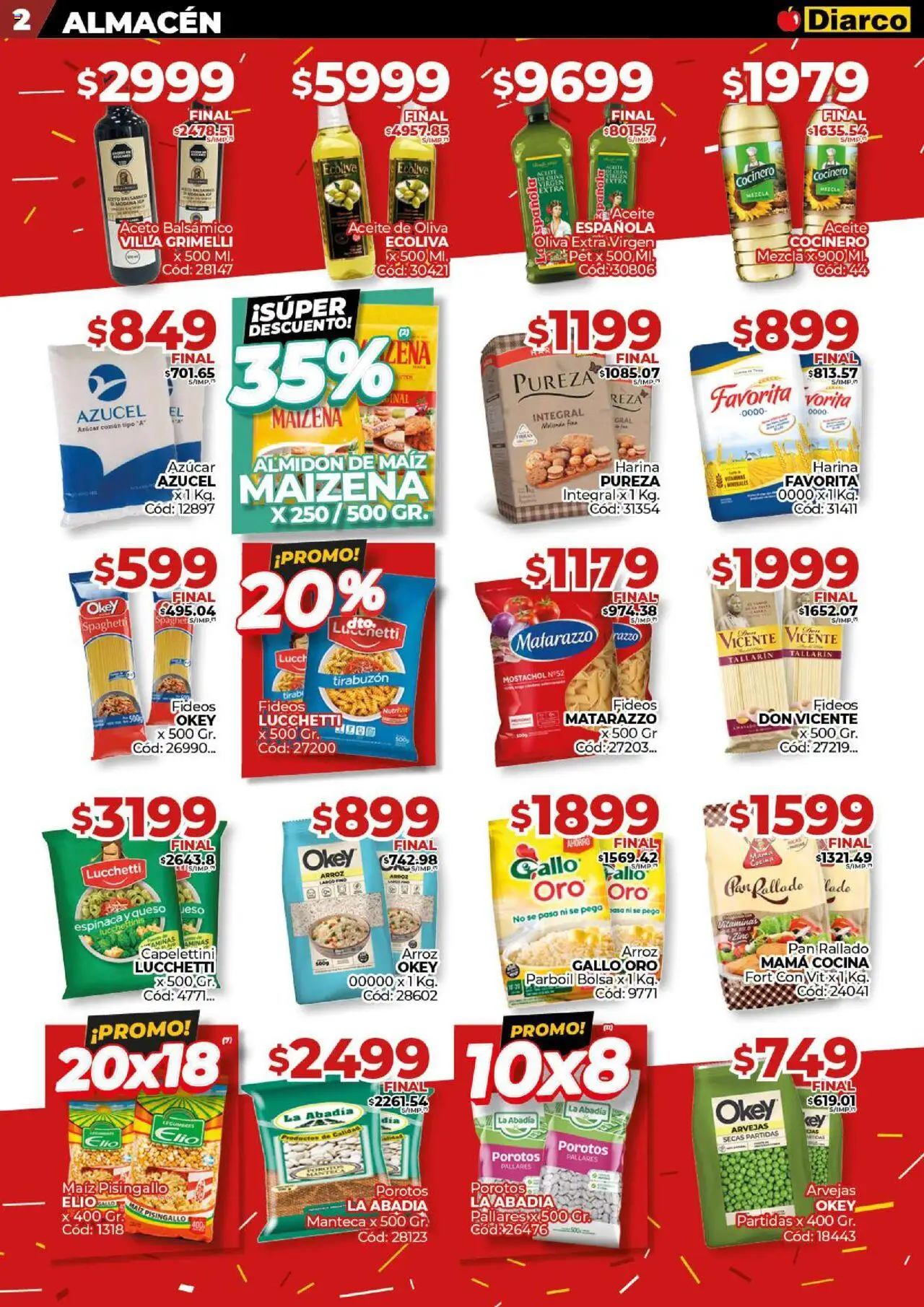 Diarco - Ofertas Interior │ válido desde el 15.09.2025 | Página: 2 | Productos: Harina, Azucar, Oliva, Fideos