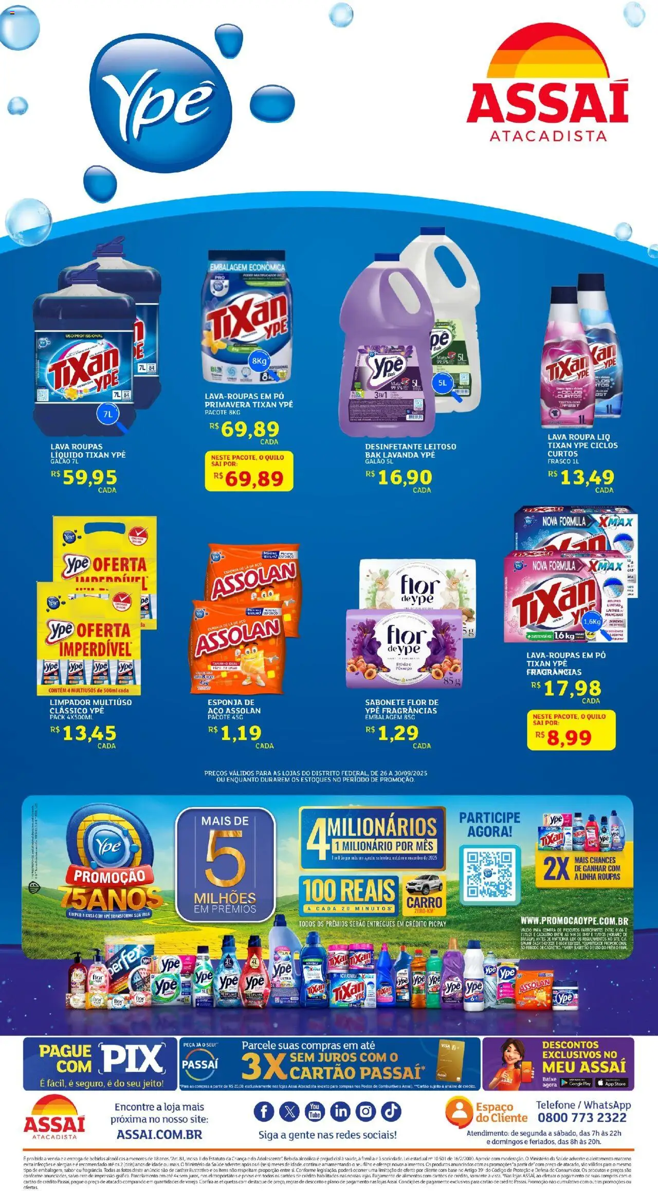 Assaí Atacadista Folheto - válido de 26.09.2025 | Página: 1 | Produtos: Pêssego, Pó, Esponja, Pneus