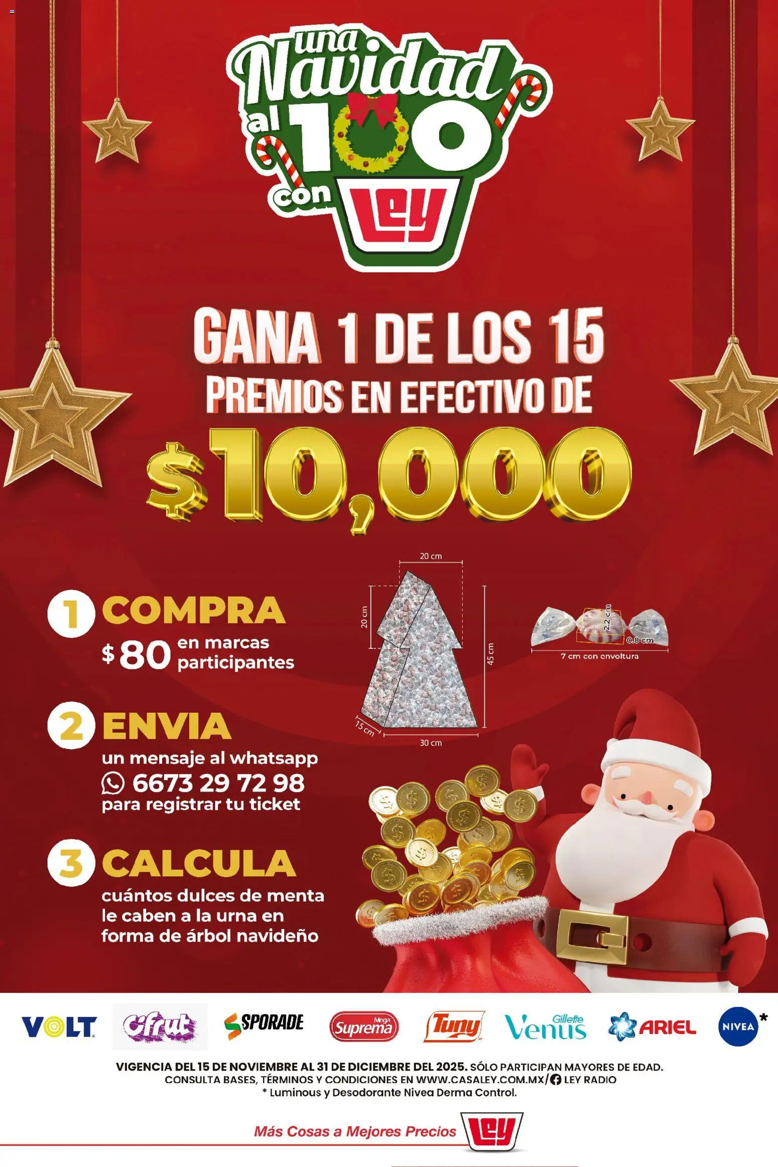 Nuevas ofertas de Casa Ley válidas en toda la República Mexicana desde el 15.11.2025. ¡Encuentra las mejores ofertas en Casa Ley folleto Navidad al 100 con Ley! | Página: 1 | Productos: Desodorante, Dulces, Radio