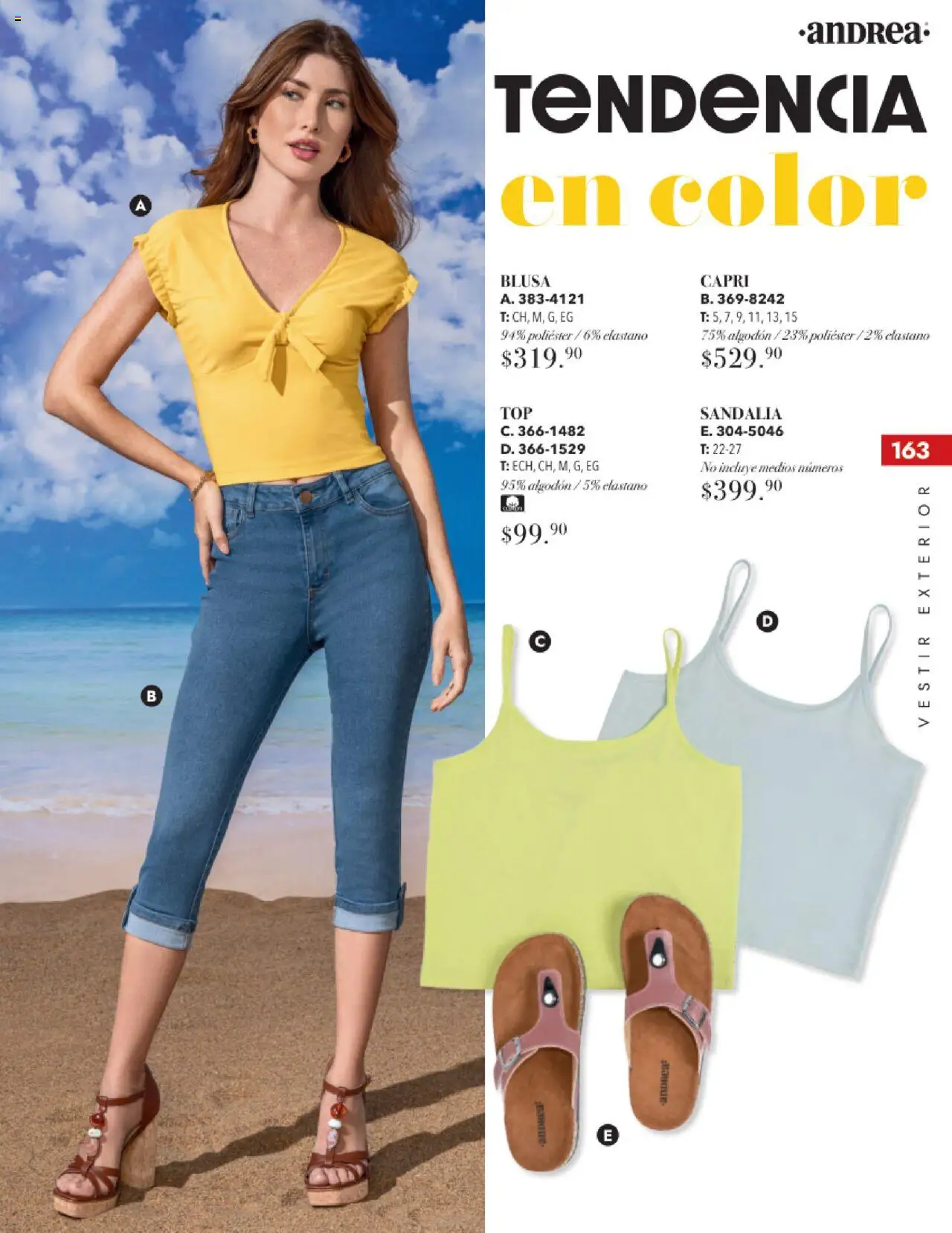 Nuevas ofertas de Andrea válidas en toda la República Mexicana desde el 17.08.2025. ¡Encuentra las mejores ofertas en Andrea - Catálogo Tropical Otoño / Invierno! | Página: 163 | Productos: Blusa, Algodón