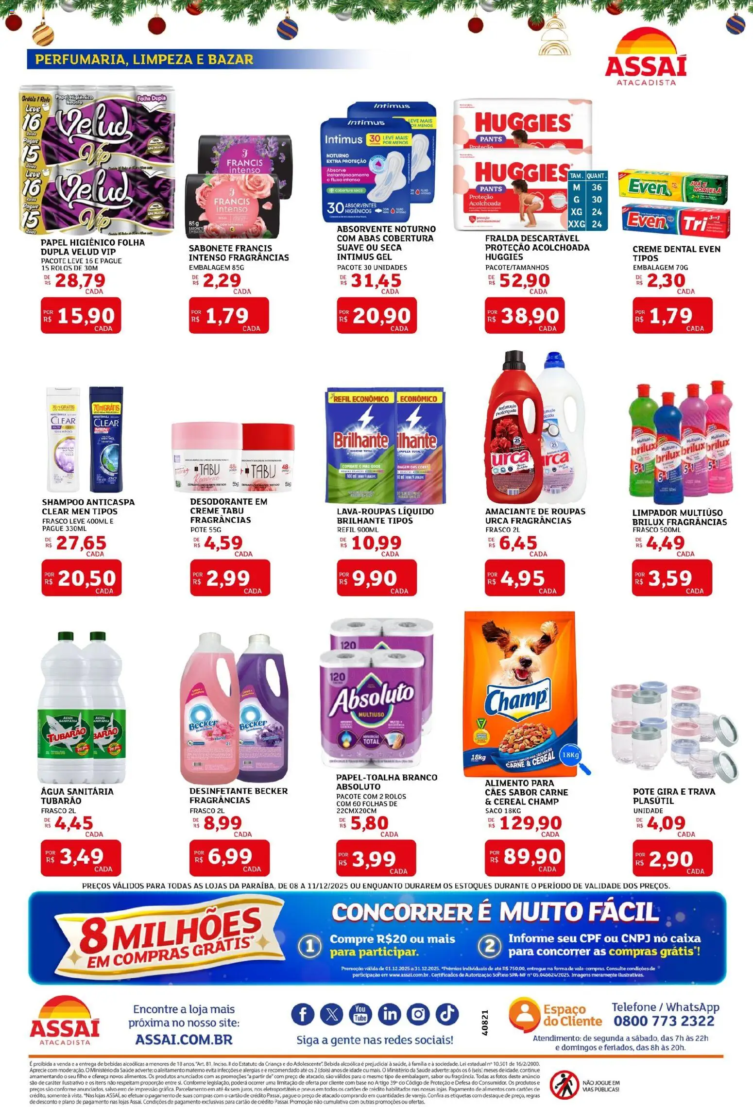 Assaí Atacadista Folheto - válido de 08.12.2025 | Página: 4 | Produtos: Base, Carne, Absorvente, Papel higiênico