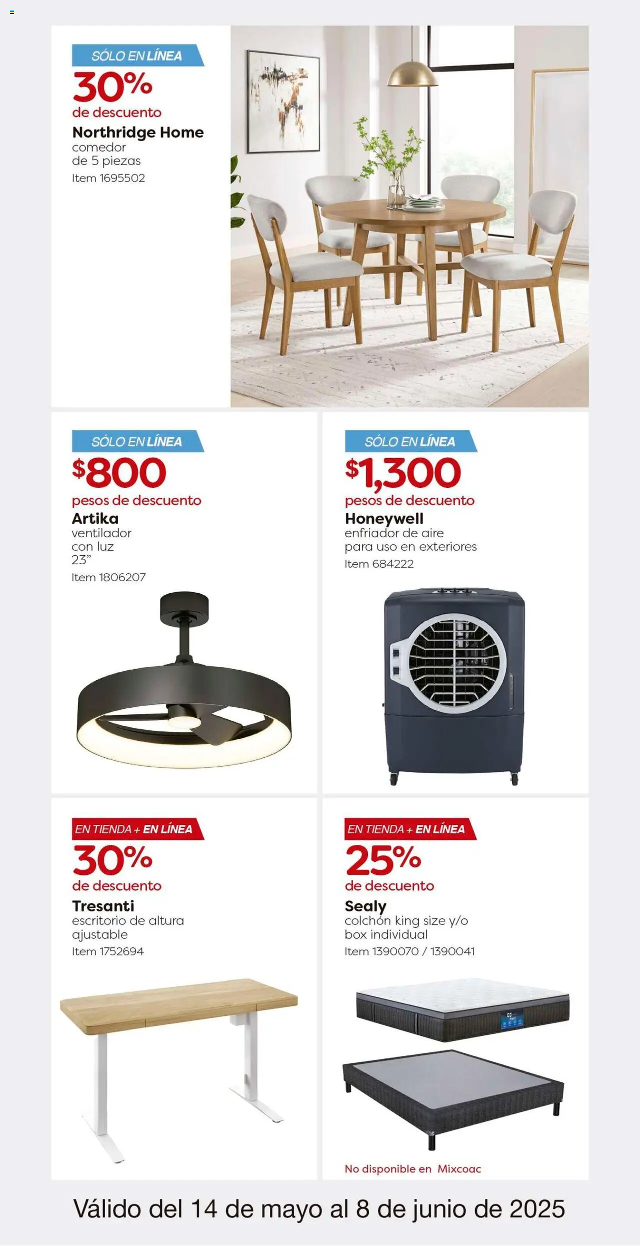 Nuevas ofertas de Costco válidas en toda la República Mexicana desde el 14.05.2025. ¡Encuentra las mejores ofertas en Costco catálogo! | Página: 19 | Productos: Ventilador, Colchón, Escritorio