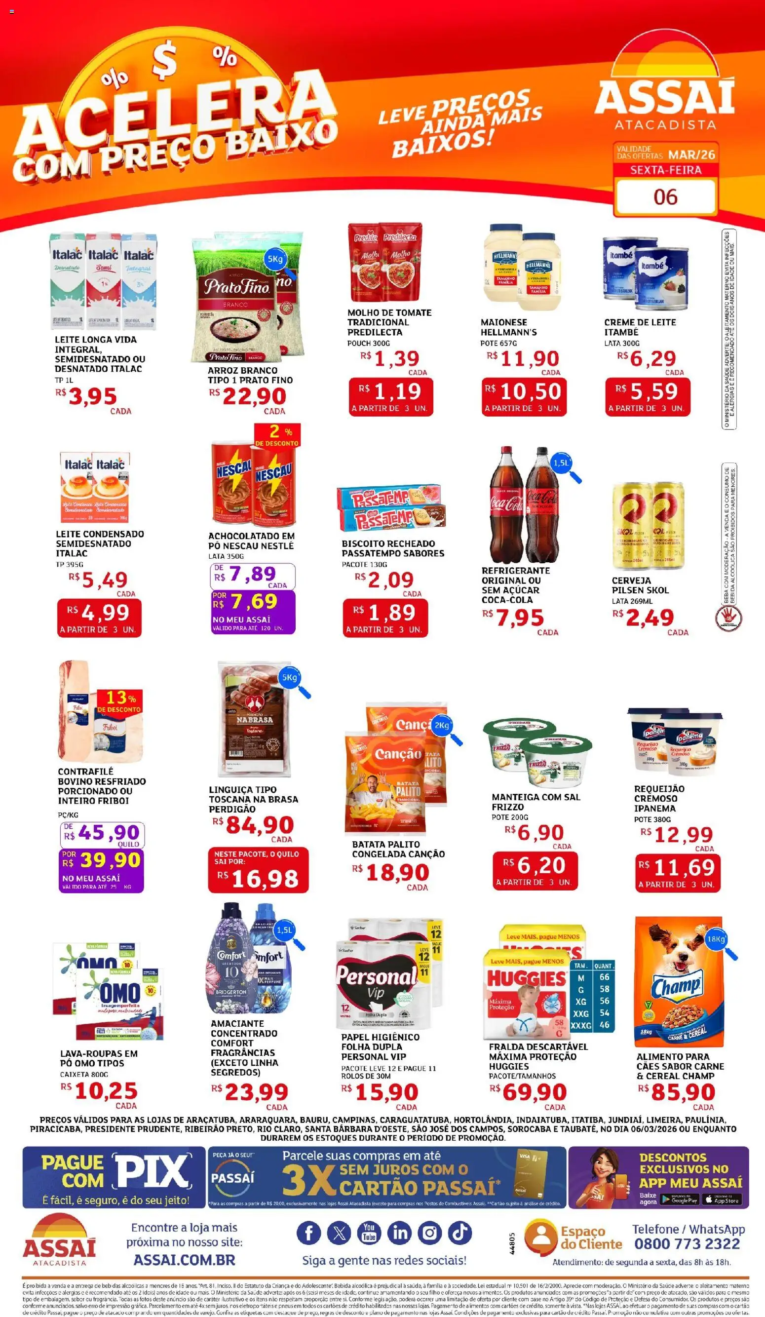 Assaí Atacadista Folheto - válido de 06.03.2026 | Página: 1 | Produtos: Pó, Creme, Biscoito recheado, Leite condensado