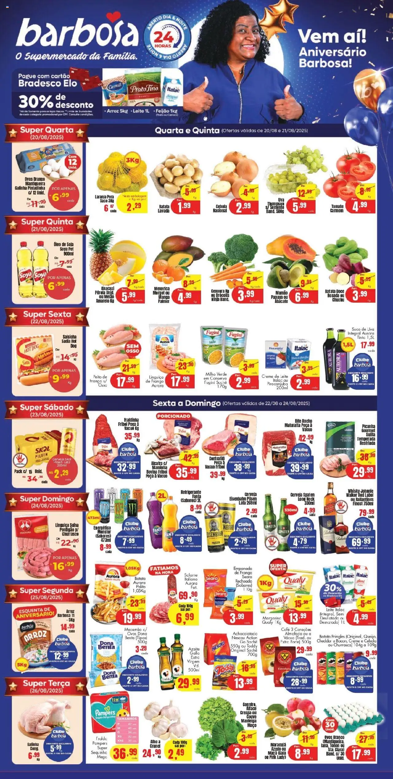 Barbosa Supermercados Folheto - válido de 20.08.2025 | Página: 1 | Produtos: Alho, Energético, Leite, Sal