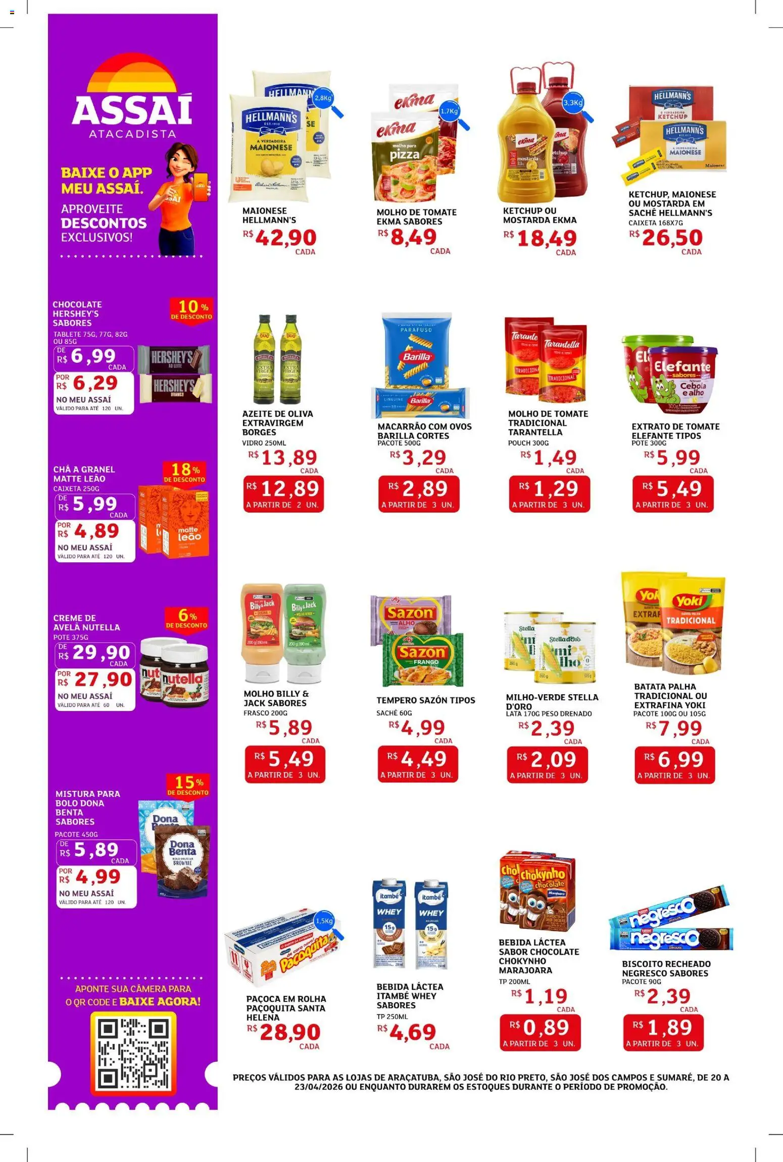 Assaí Atacadista Folheto - válido de 20.04.2026 | Página: 2 | Produtos: Molho de tomate, Creme, Bebida, Azeite