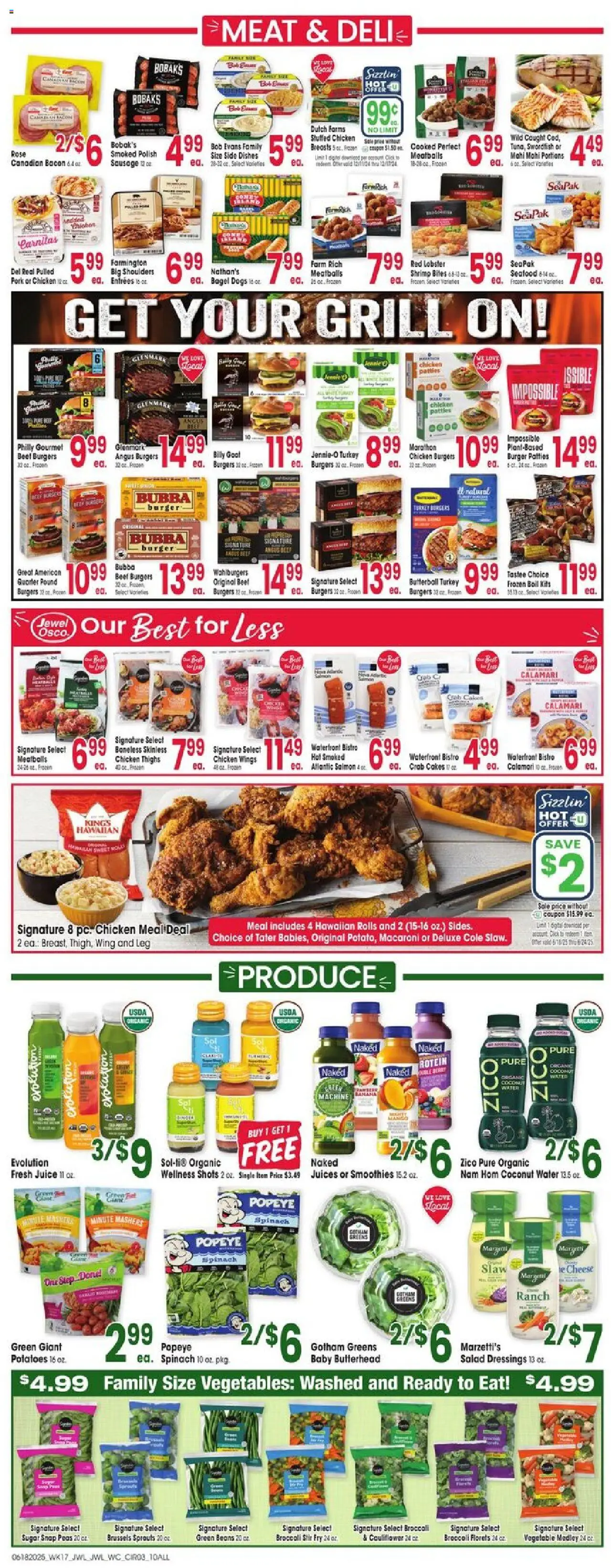 Jewel Osco Weekly Ad - IN - valid from 18.06.2025 | Page: 3 | Products: Broccoli, Brussels Sprouts, Spinach, Greens