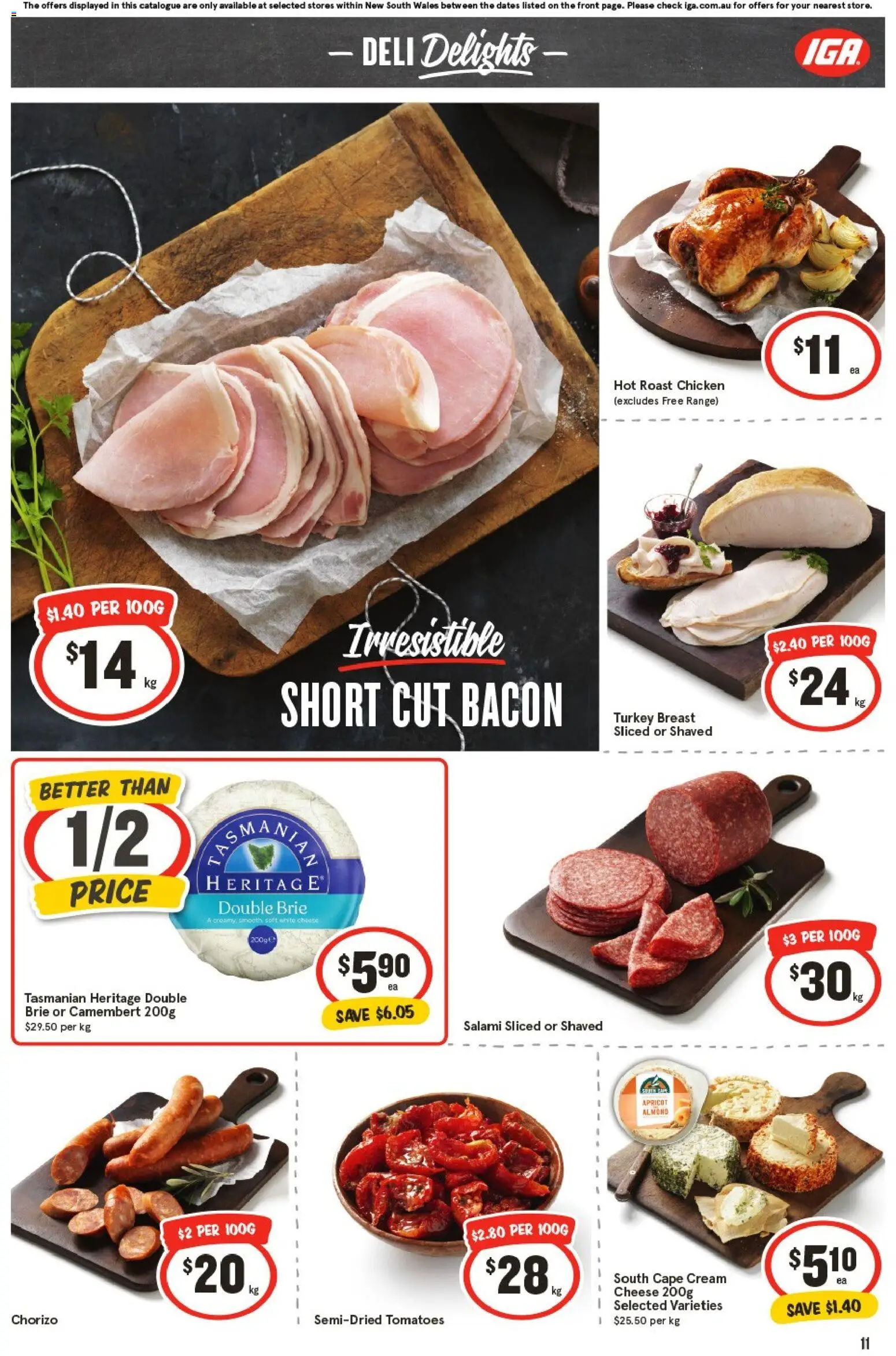 IGA catalogue - valid from 05.11.2025 | Page: 11 | Products: Cheese, Chicken, Tomatoes, Turkey