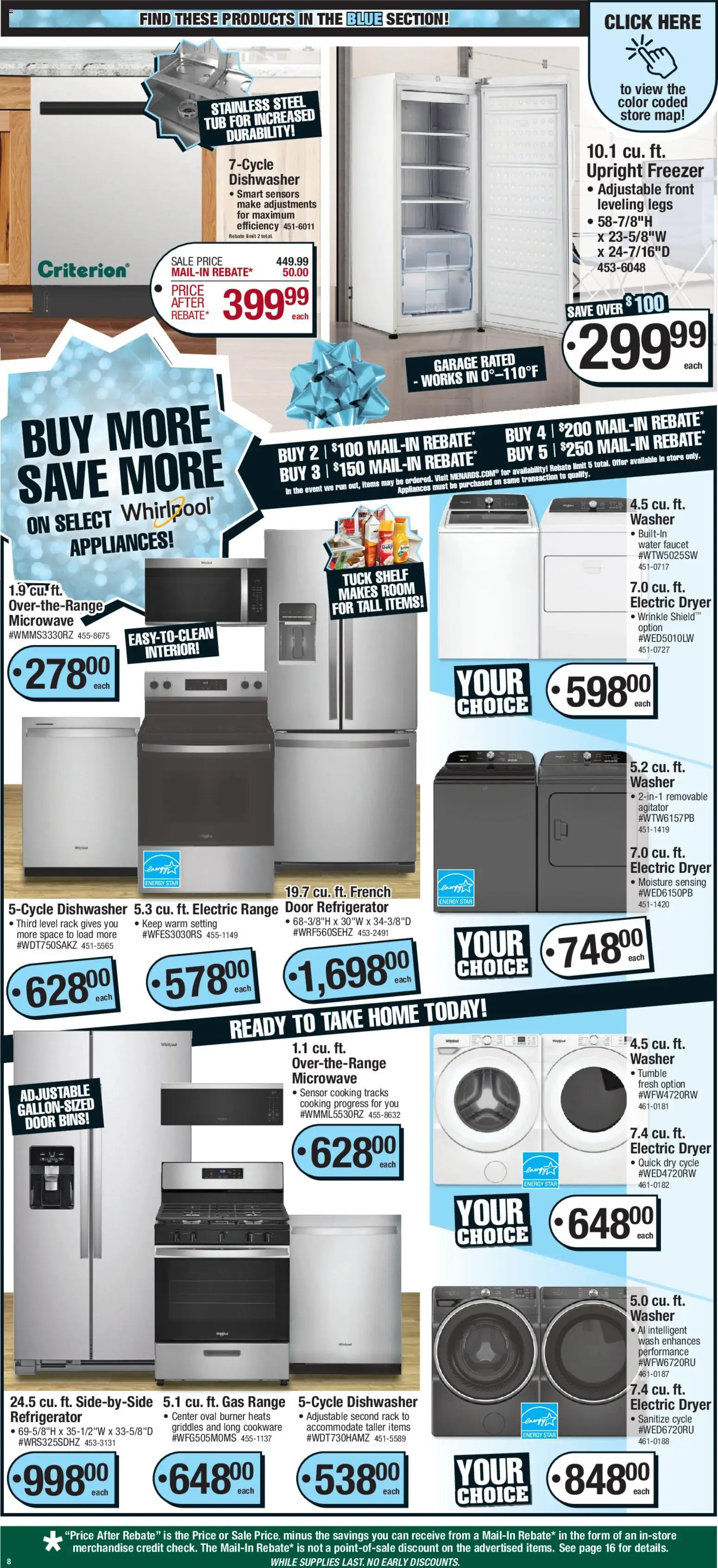 Menards - Sale B and I - valid from 28.11.2025 | Page: 8 | Products: Microwave, Washer, Dryer, Dishwasher