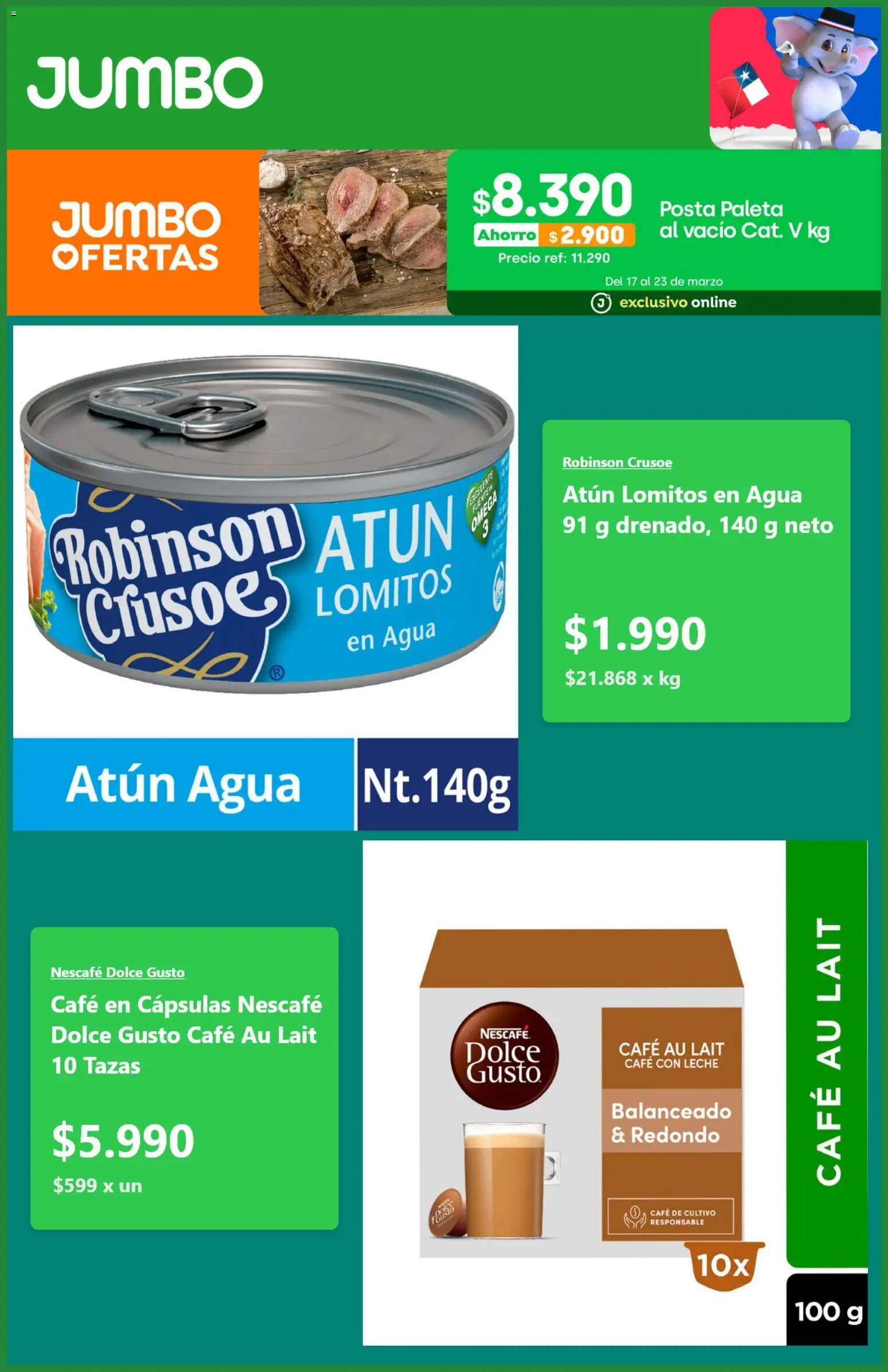 Jumbo ofertas  │ válido desde el 17.03.2026 | Página: 2 | Productos: Atún, Agua, Leche, Café