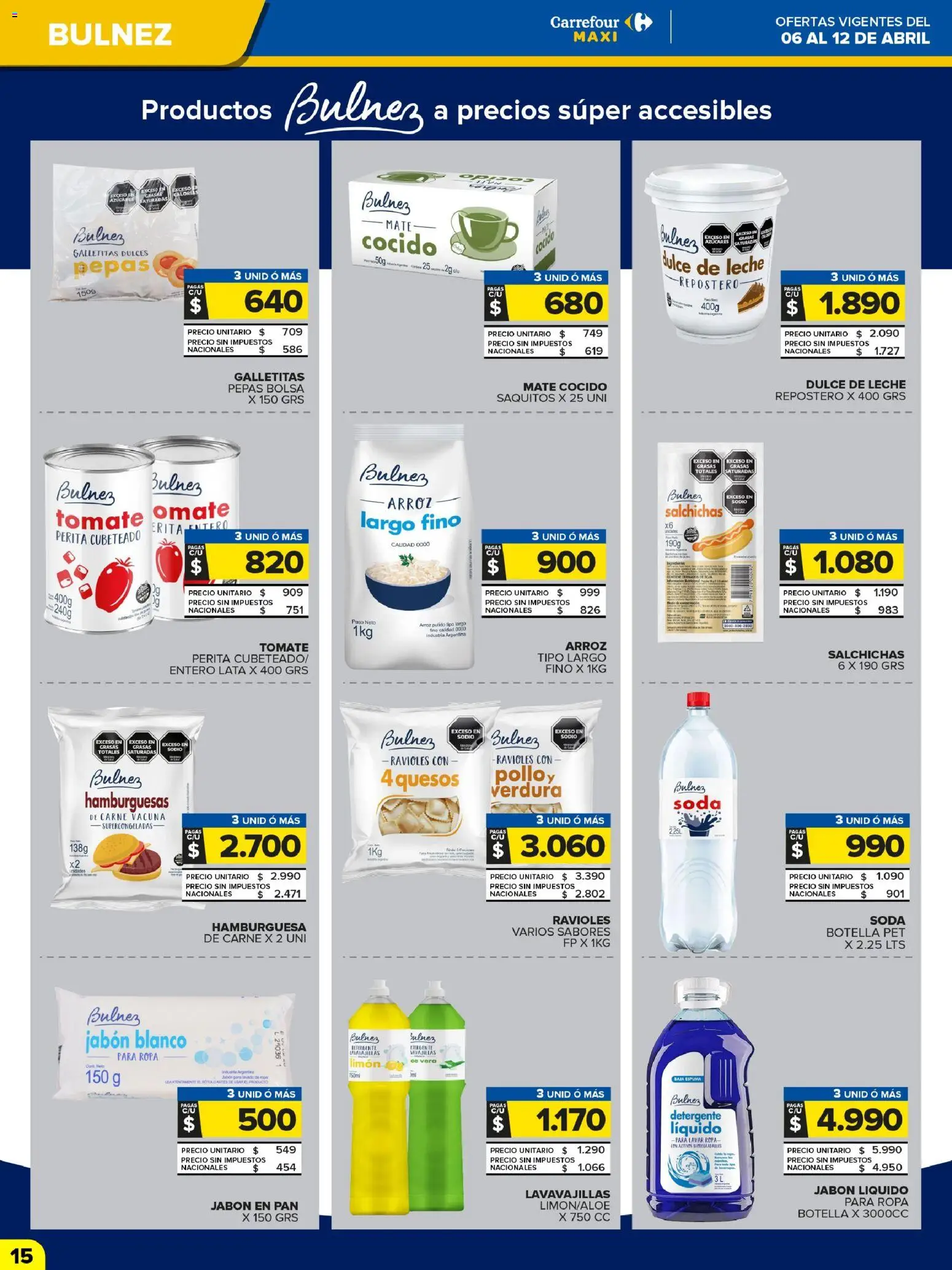 Carrefour Maxi catálogo │ válido desde el 06.04.2026 | Página: 15 | Productos: Botella, Galletitas, Soda, Espuma