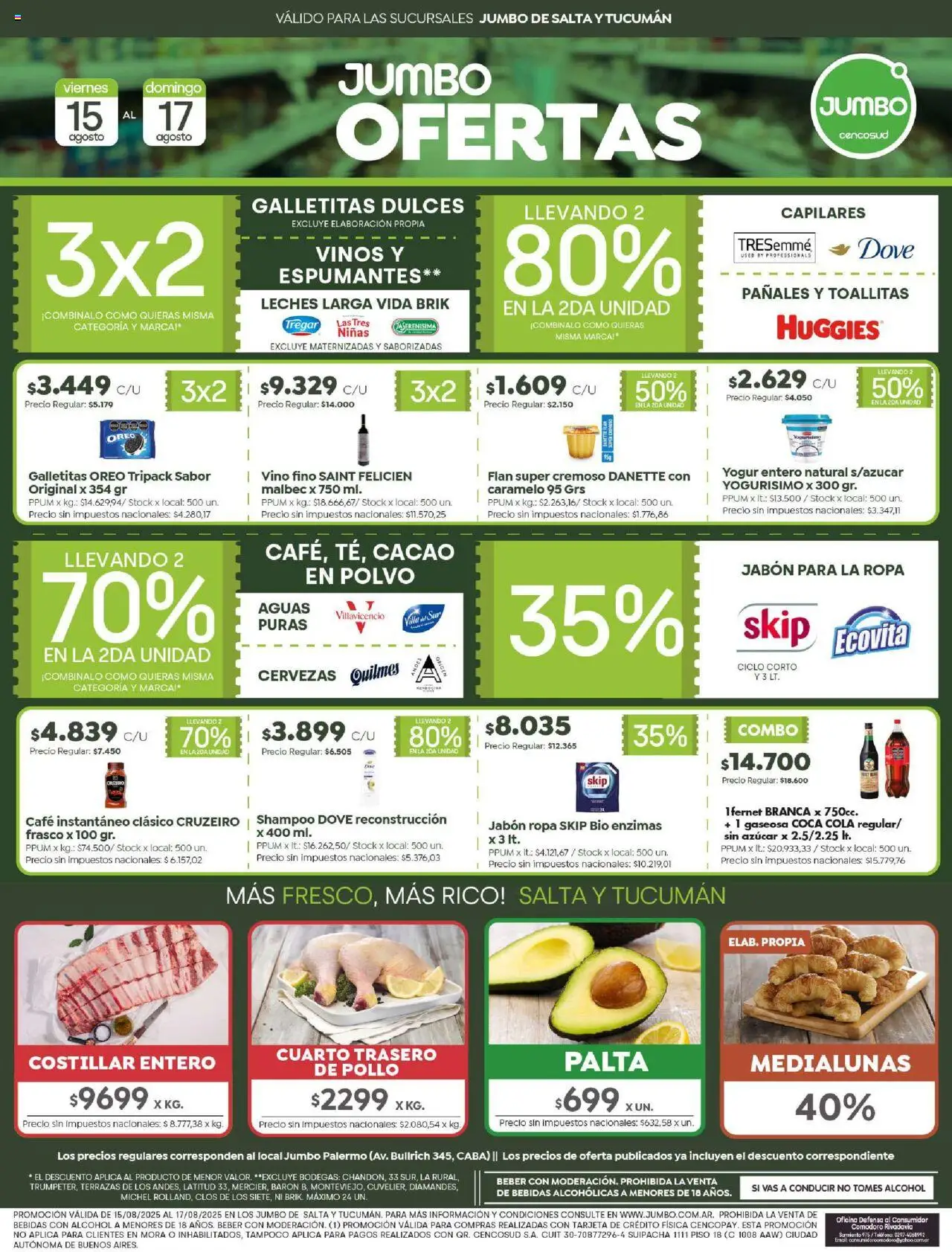 Jumbo - Ofertas | Salta y Tucumán │ válido desde el 15.08.2025 | Página: 1 | Productos: Pollo, Polvo, Café, Vino