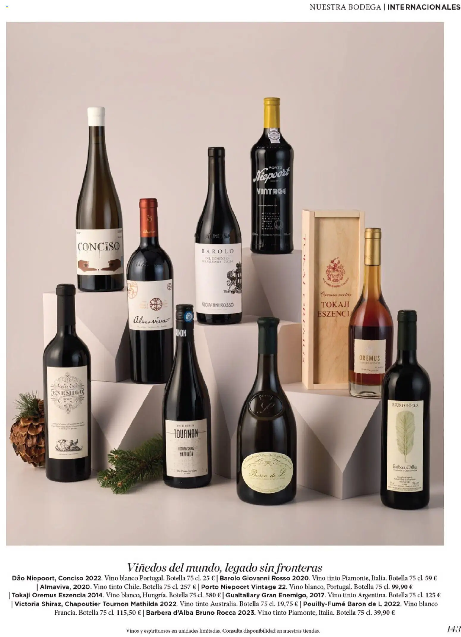 Nuevas ofertas de El Corte Inglés válidas en toda la República Mexicana desde el 19.11.2025. ¡Encuentra las mejores ofertas en El Corte Inglés catálogo El Placer De Regalar! | Página: 143 | Productos: Botella, Vino