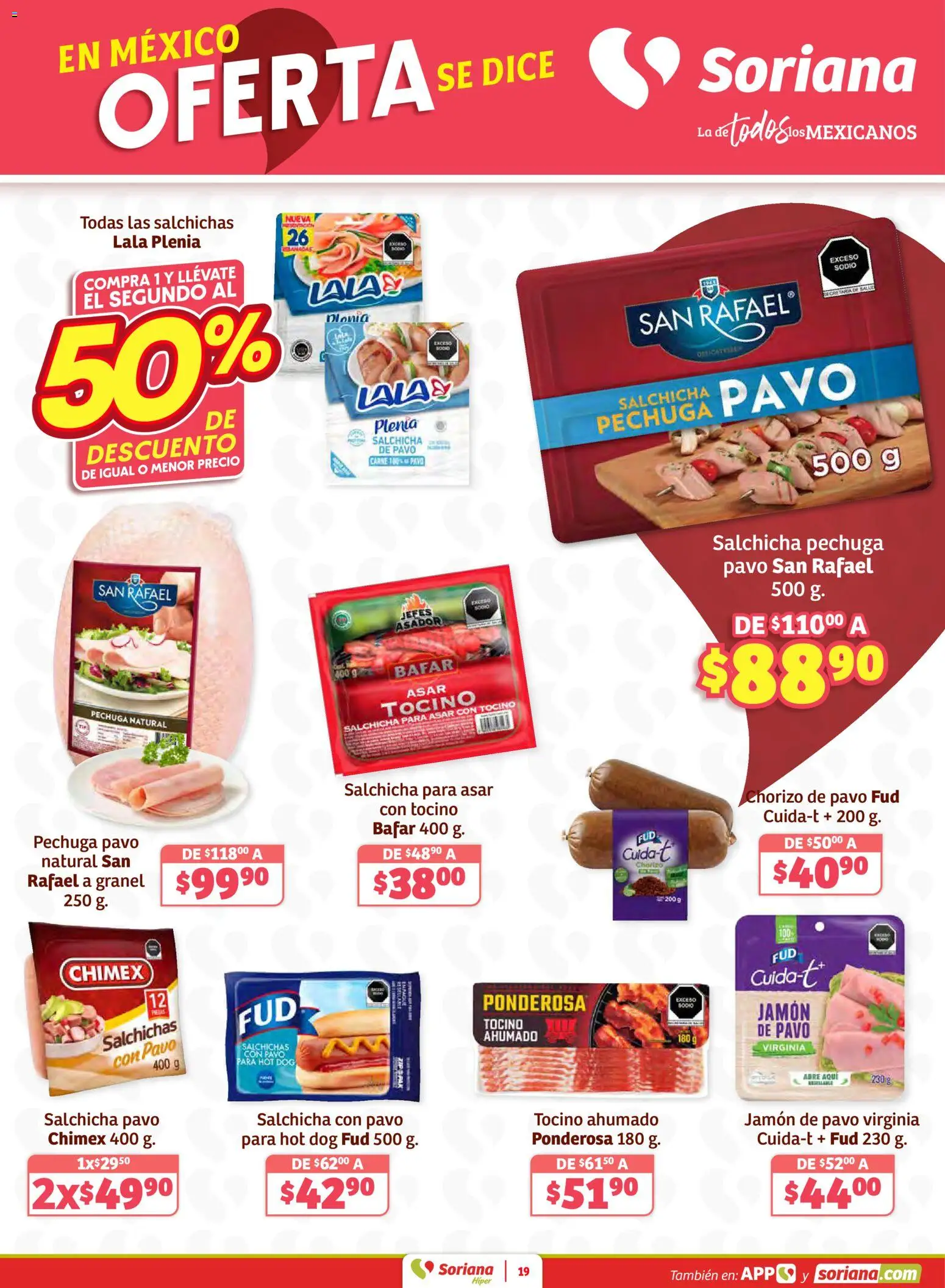 Nuevas ofertas de Soriana válidas en toda la República Mexicana desde el 15.01.2026. ¡Encuentra las mejores ofertas en Soriana - Preciazazaso Híper: Frontera BCN, Son! | Página: 19 | Productos: Tocino, Salchicha, Jamón, Chorizo