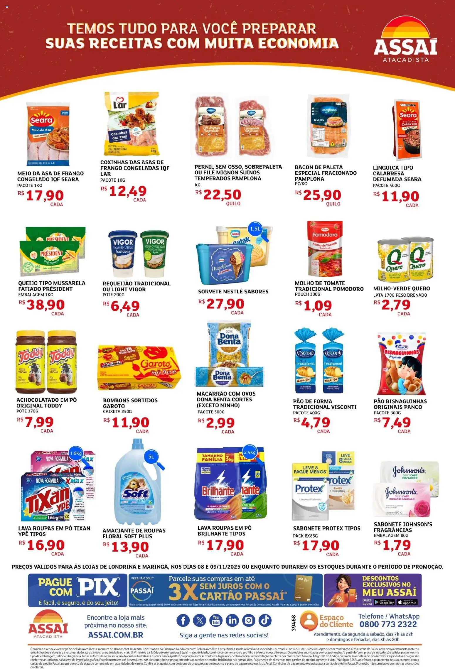 Assaí Atacadista Folheto - válido de 08.11.2025 | Página: 2 | Produtos: Amaciante de roupas, Queijo, Base, Mussarela
