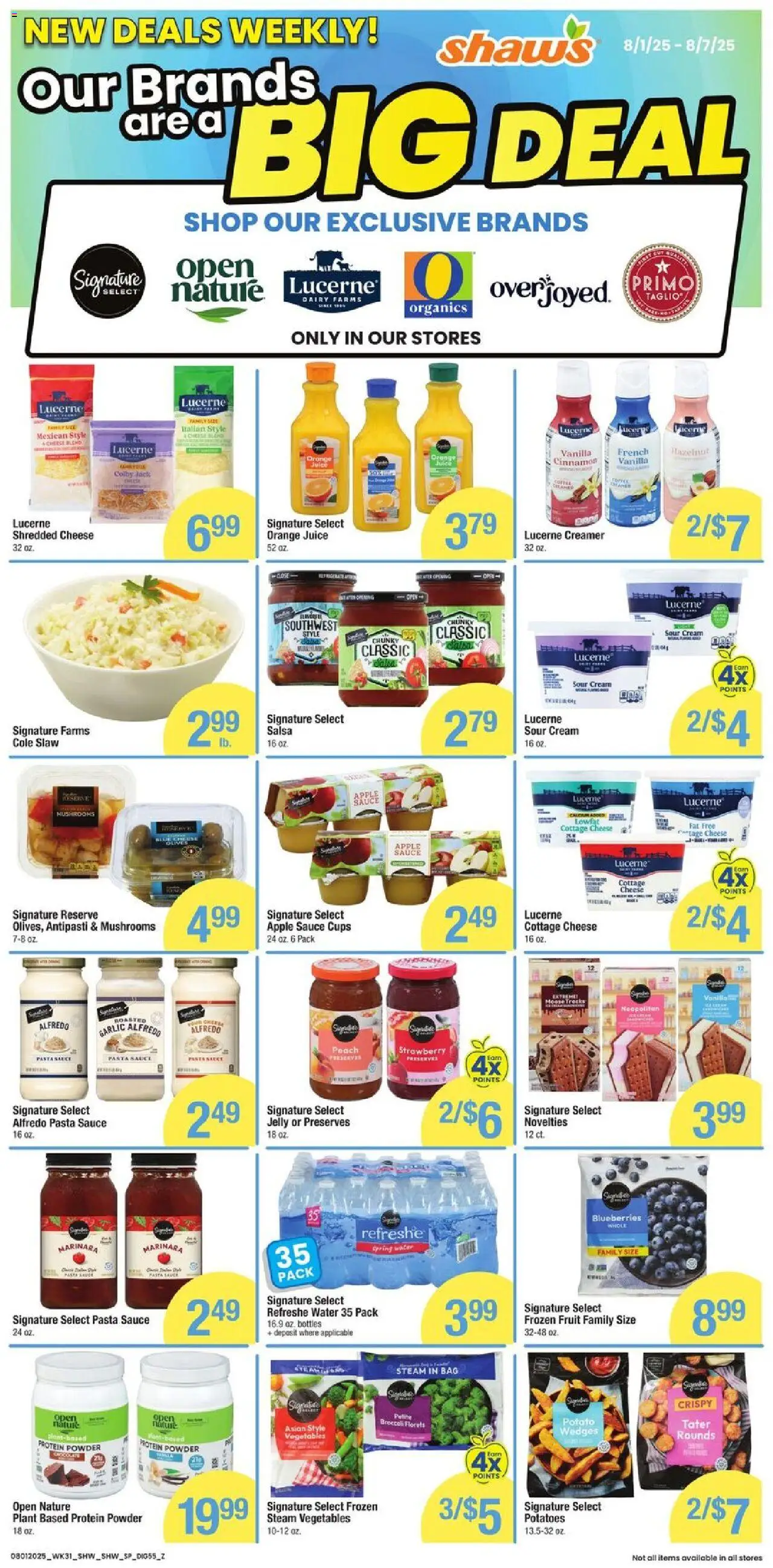 Shaw's Additional Savings - valid from 01.08.2025 | Page: 2 | Products: Protein Powder, Sour cream, Water, Blueberries
