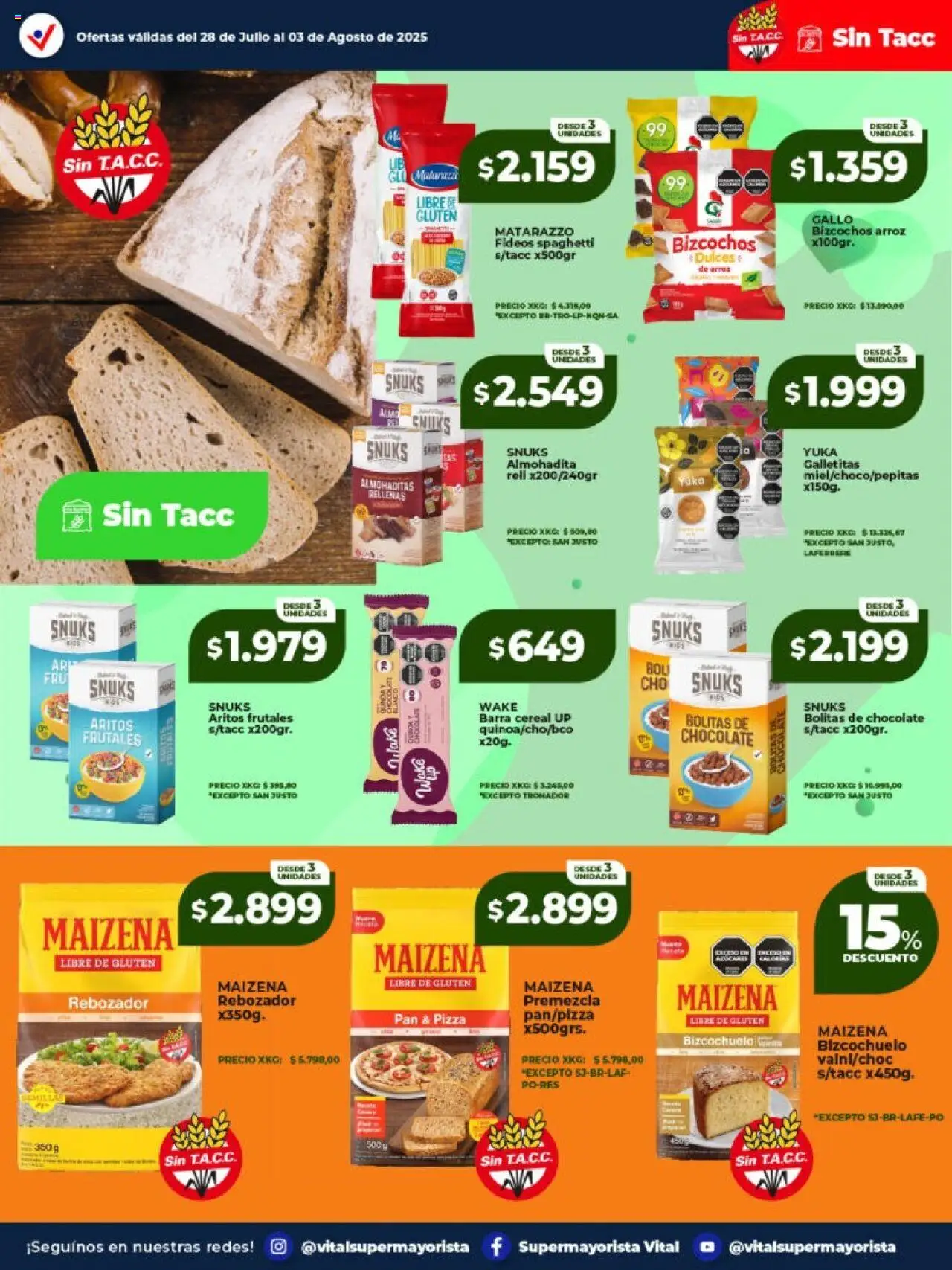 Vital ofertas - Posadas │ válido desde el 28.07.2025 | Página: 24 | Productos: Galletitas, Pan, Arroz, Bizcochos