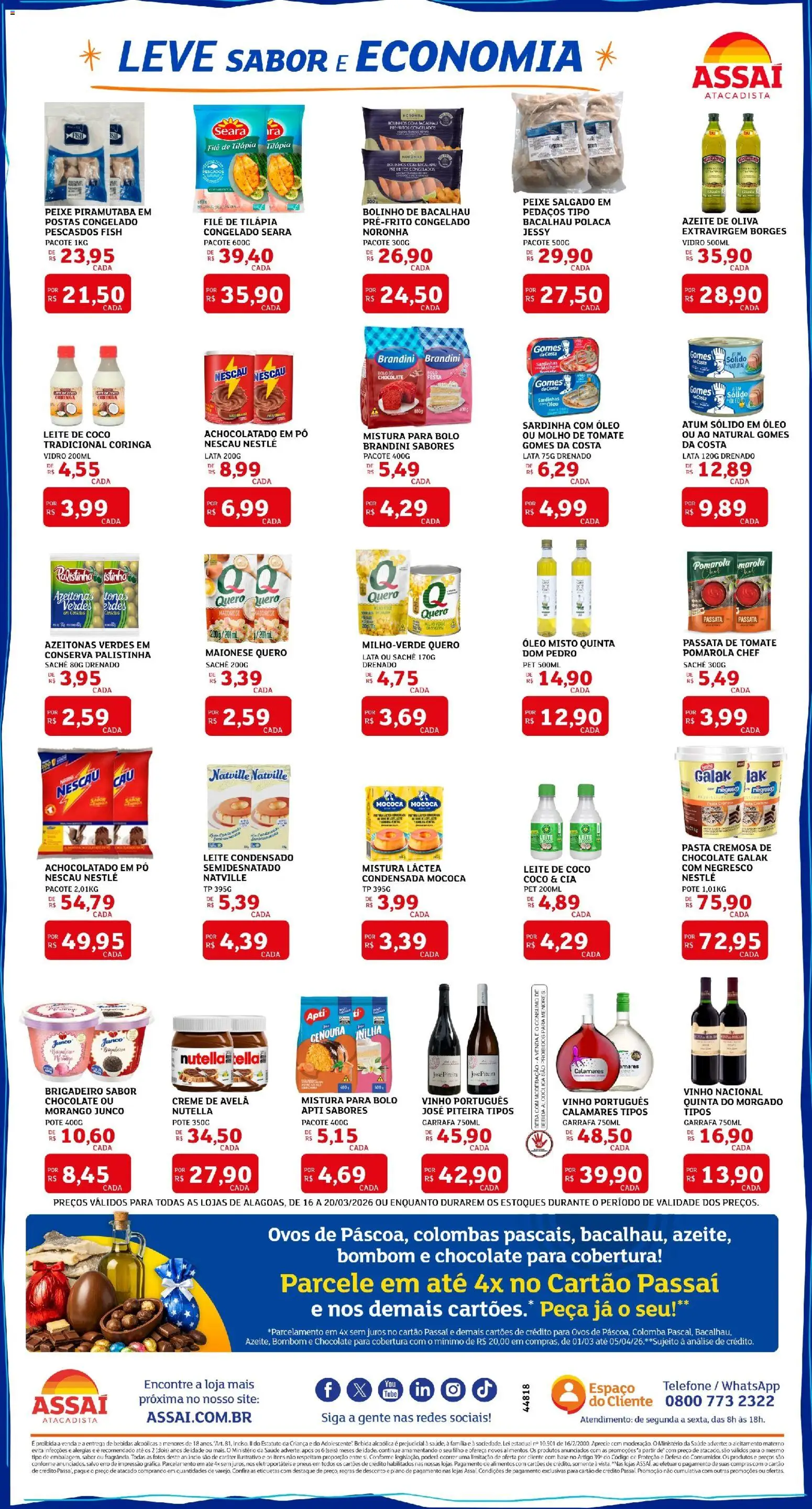 Assaí Atacadista Folheto - válido de 16.03.2026 | Página: 2 | Produtos: Bacalhau, Bolo, Sardinha, Avelã