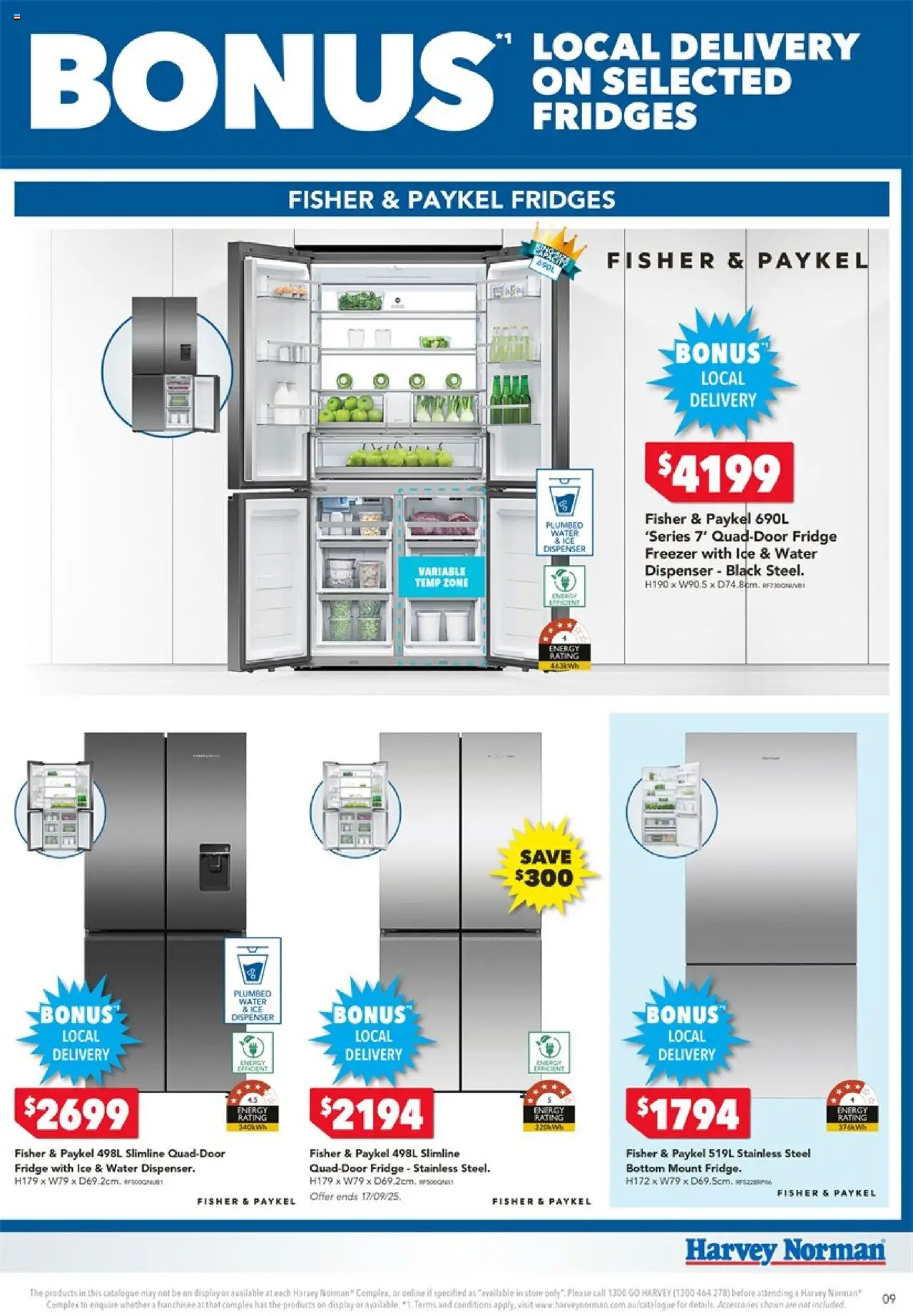 Harvey Norman catalogue - valid from 11.09.2025 | Page: 9 | Products: Water, Accessories, Fridge, Freezer