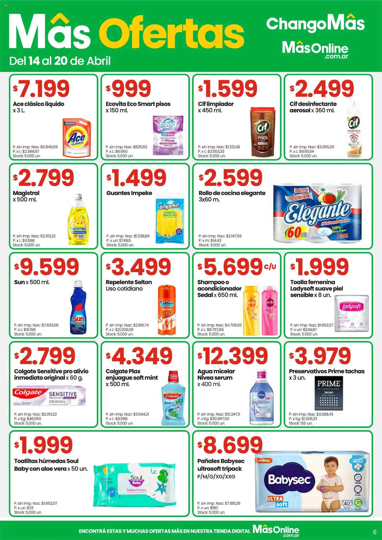 Changomas ofertas │ válido desde el 14.04.2026 | Página: 6 | Productos: Cocina, Shampoo, Acondicionador, Guantes