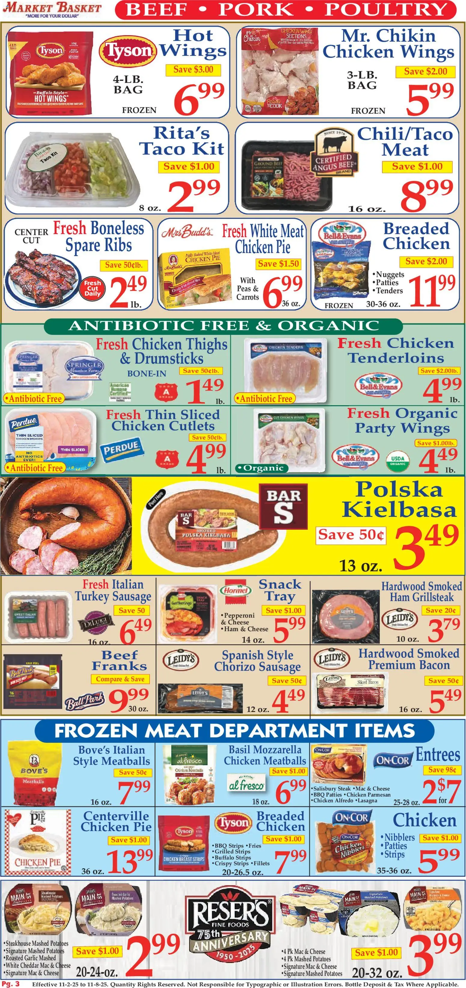 Market Basket Ad - valid from 02.11.2025 | Page: 3 | Products: Basket, Cheese, Ham, Beef