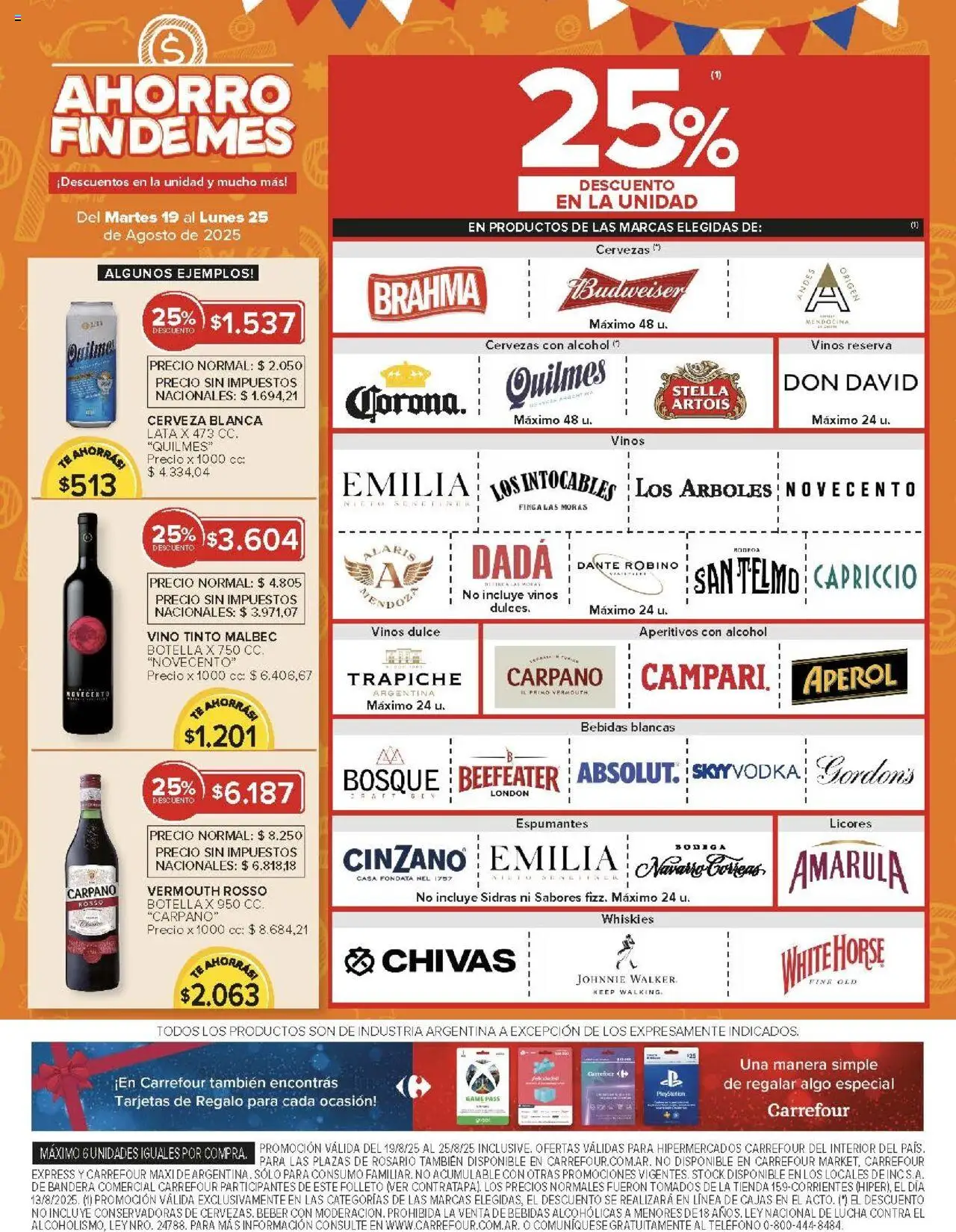 Carrefour ofertas - Córdoba │ válido desde el 19.08.2025 | Página: 8 | Productos: Botella, Rosario, Cerveza, Té
