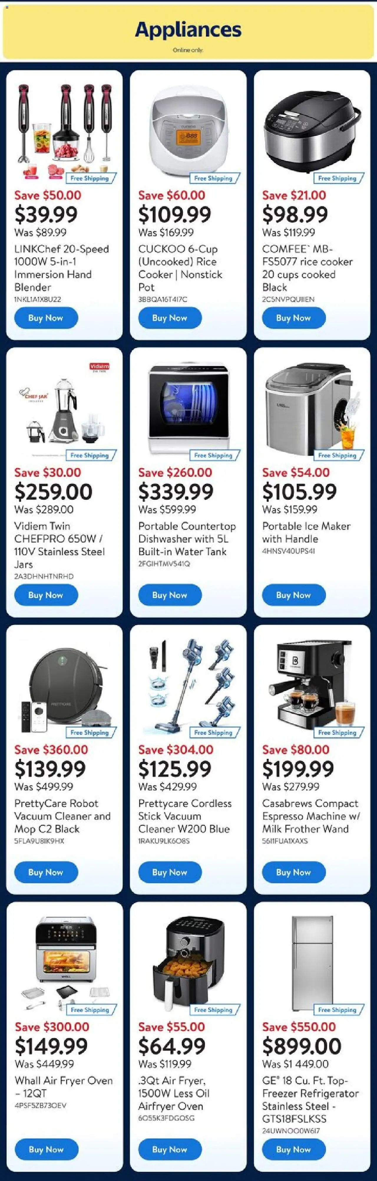 Walmart flyer valid from 12.06.2025 | Page: 3 | Products: Rice, Refrigerator, Vacuum cleaner, Cooker