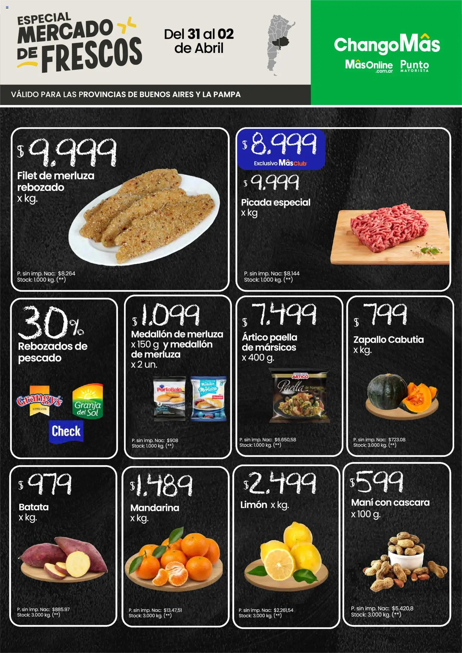 Punto Mayorista Mercado de Frescos  │ válido desde el 31.03.2026 | Página: 1 | Productos: Zapallo, Pescado, Mani, Limón