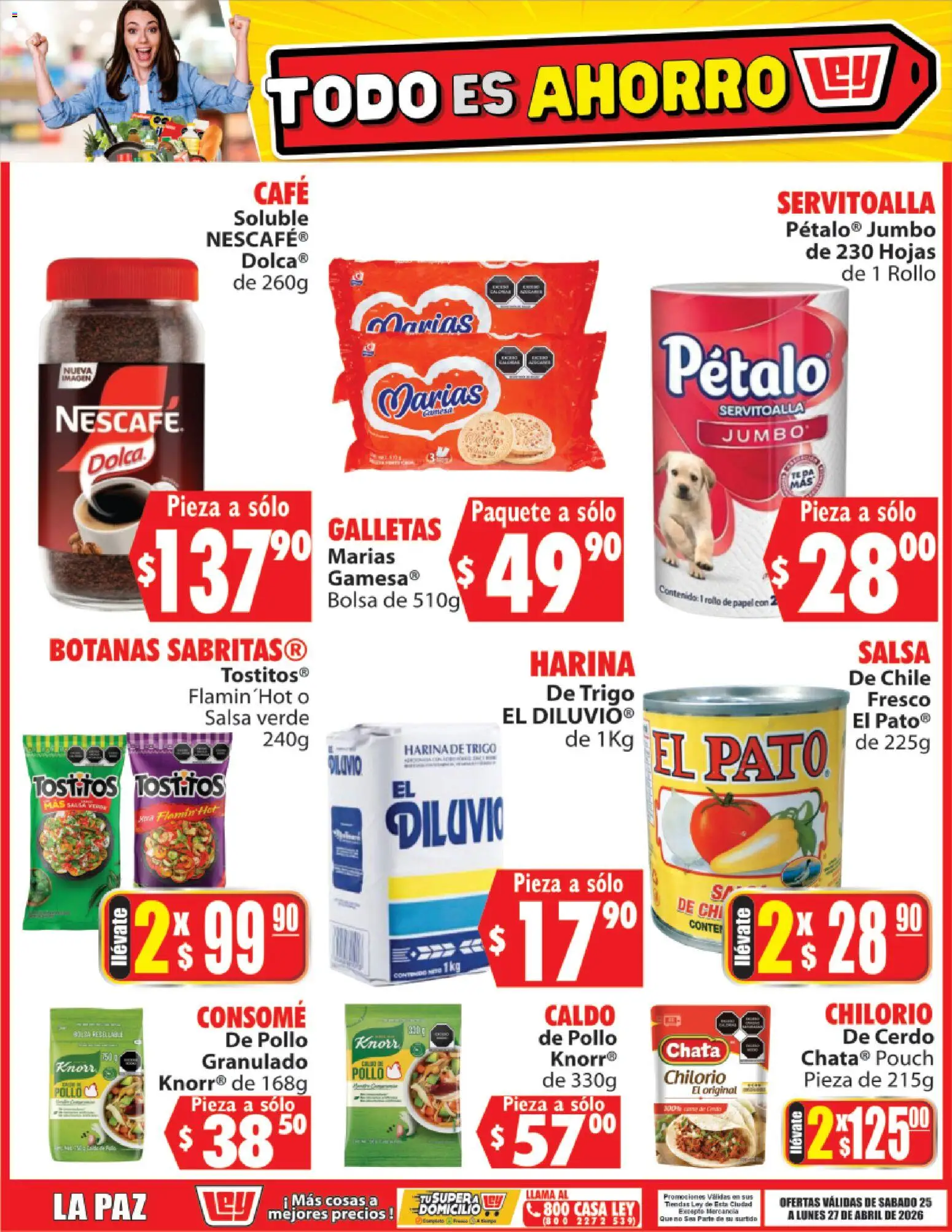 Nuevas ofertas de Casa Ley válidas en toda la República Mexicana desde el 25.04.2026. ¡Encuentra las mejores ofertas en Casa Ley folleto Todo es ahorro! | Página: 2 | Productos: Harina, Bolsa, Café, Galletas