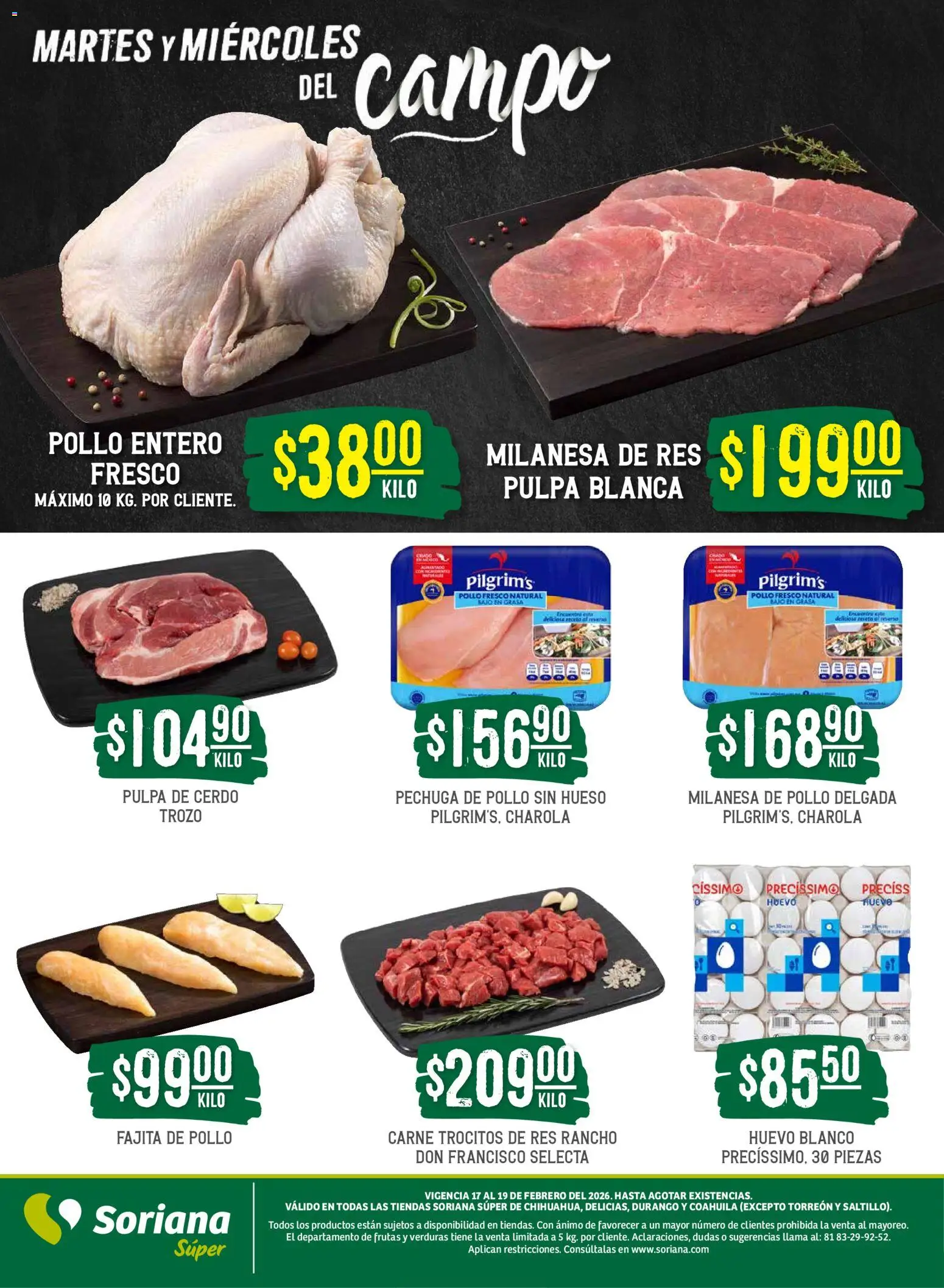 Nuevas ofertas de Soriana válidas en toda la República Mexicana desde el 17.02.2026. ¡Encuentra las mejores ofertas en Soriana - Martes y Miércoles del Campo Súper: Chih, Delicias, Dur y Coah (excepto Saltillo)! | Página: 4