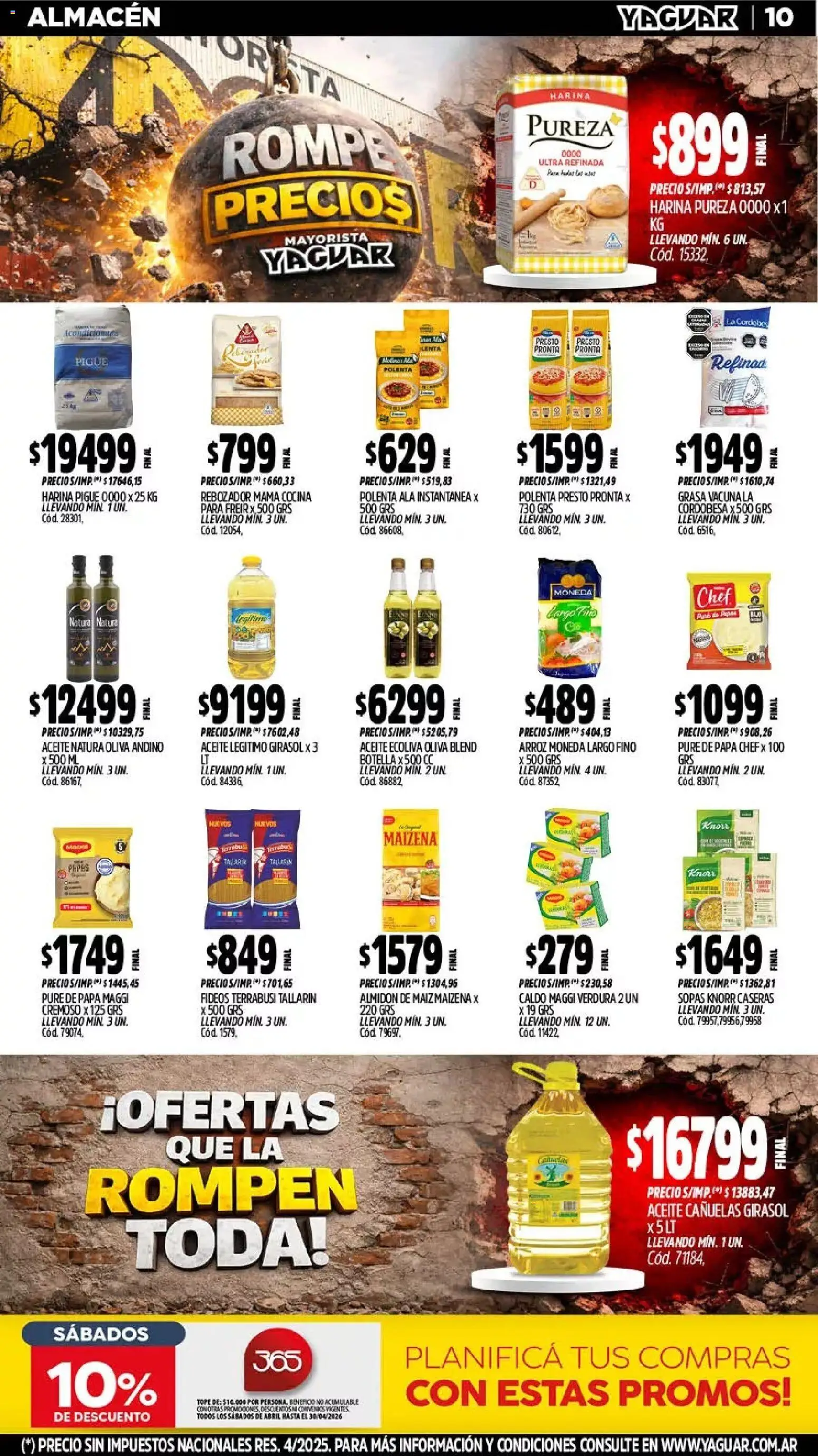 Yaguar - Oferta Semanal Neuquen │ válido desde el 13.04.2026 | Página: 10 | Productos: Cocina, Aceite, Polenta, Fideos