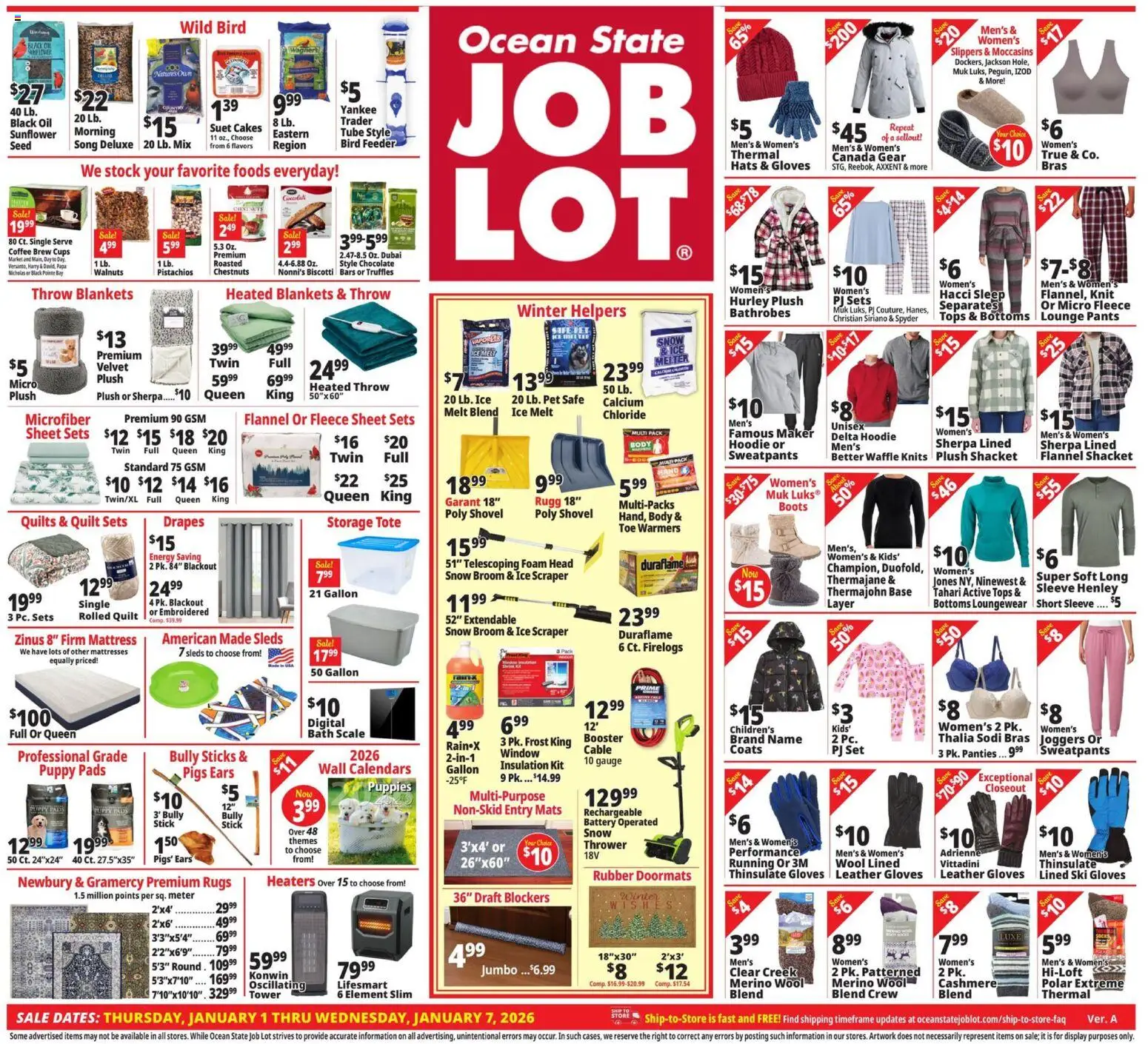 Ocean State Job Lot Weekly Ad - MA - valid from 01.01.2026 | Page: 1 | Products: Oil, Panties, Boots, Gloves