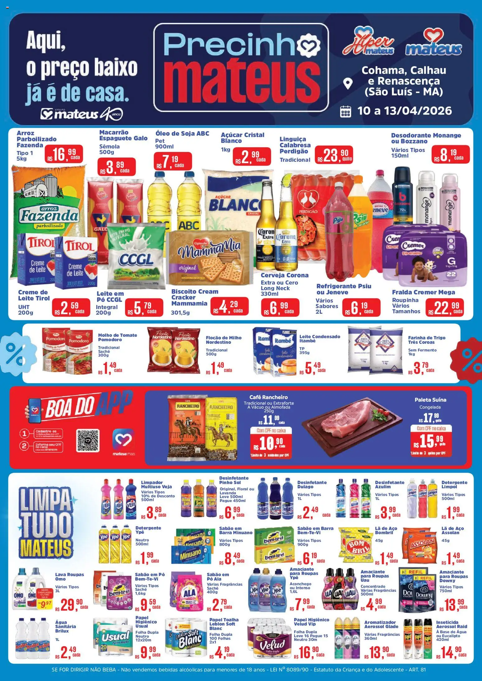 Mateus Folheto - válido de 09.04.2026 | Página: 1 | Produtos: Biscoito, Base, Macarrão, Amaciante