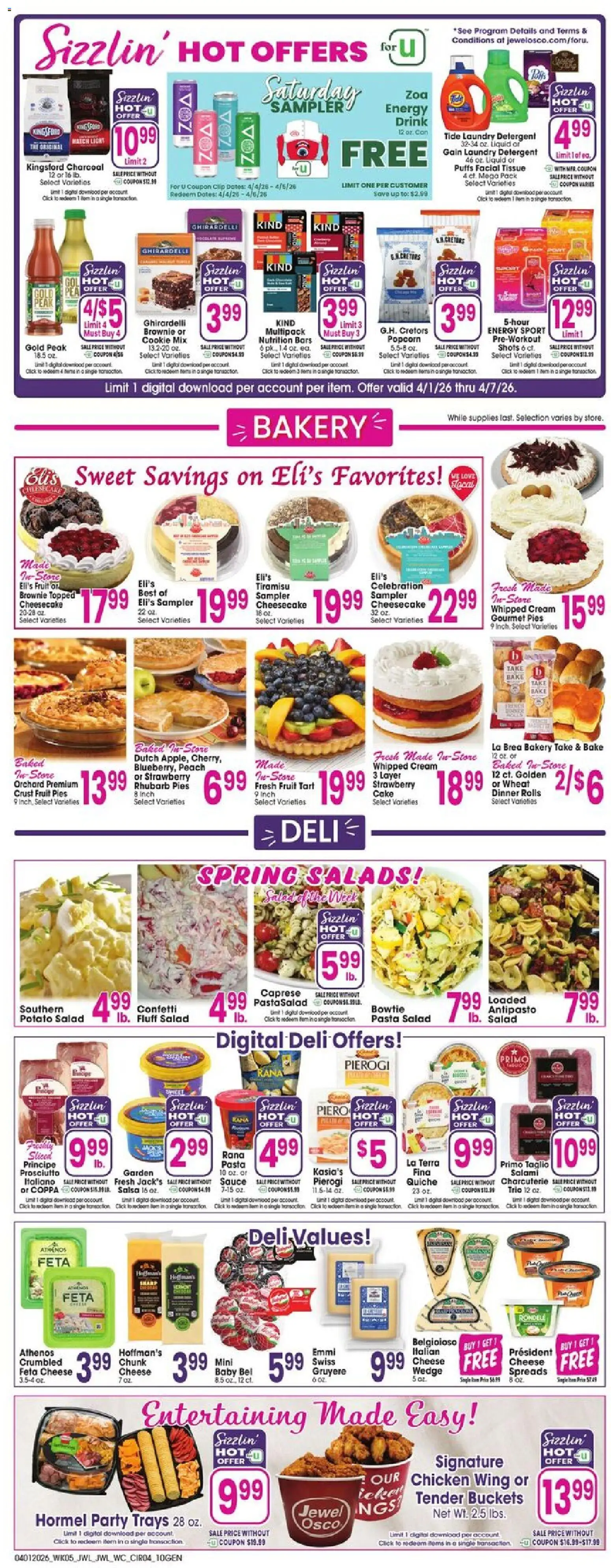 Jewel Osco Weekly Ad - IA - valid from 01.04.2026 | Page: 4 | Products: Salami, Peach, Lime, Cheesecake
