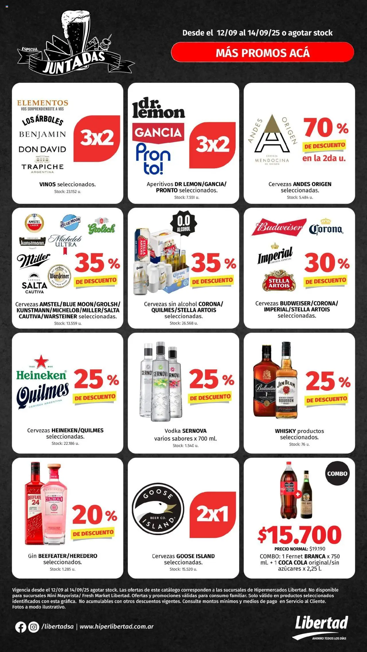Hipermercado Libertad - Juntadas │ válido desde el 12.09.2025 | Página: 1 | Productos: Vodka, Whisky, Fernet, Cerveza
