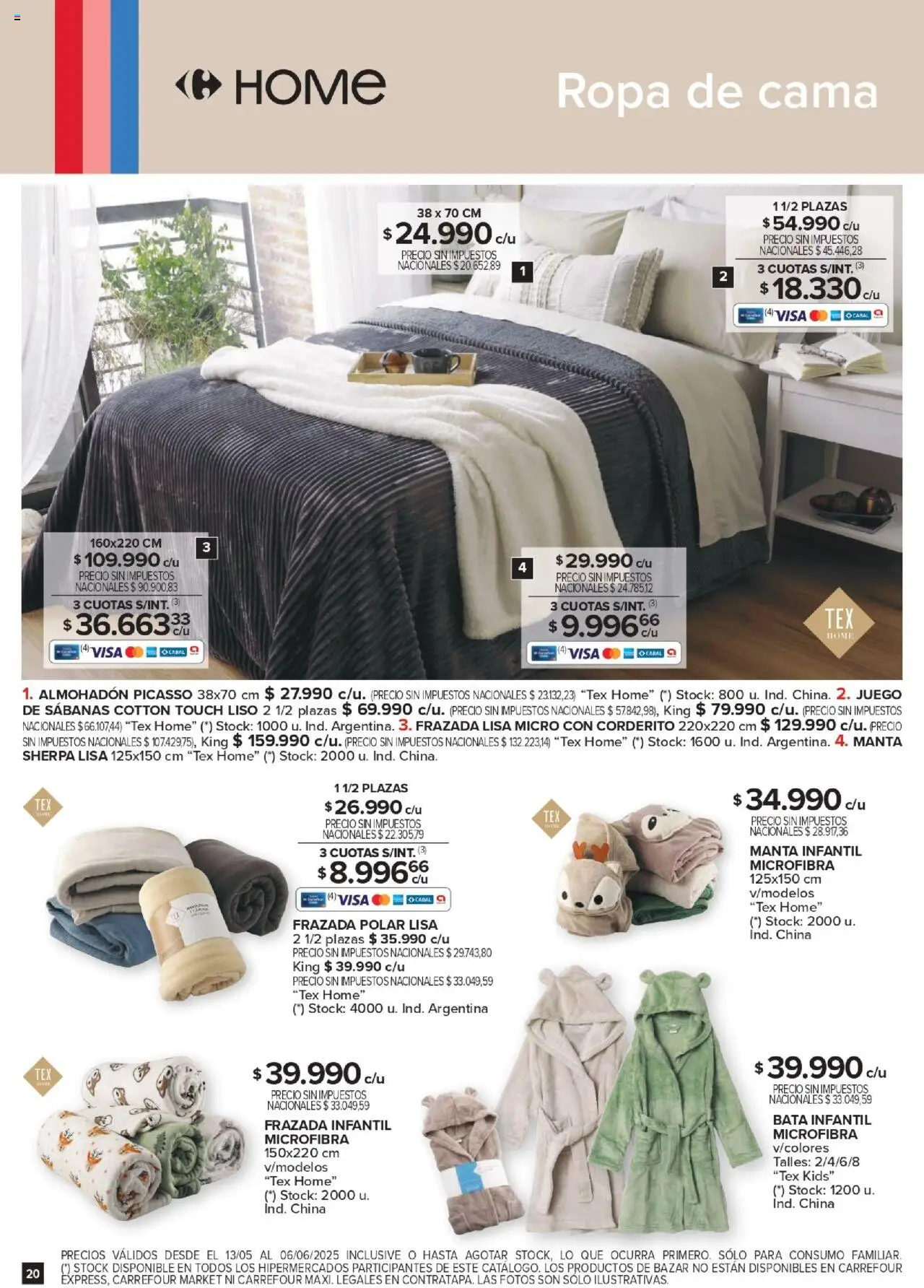 Carrefour Deco Hogar │ válido desde el 13.05.2025 | Página: 20 | Productos: Bata, Almohadon, Cama, Ropa