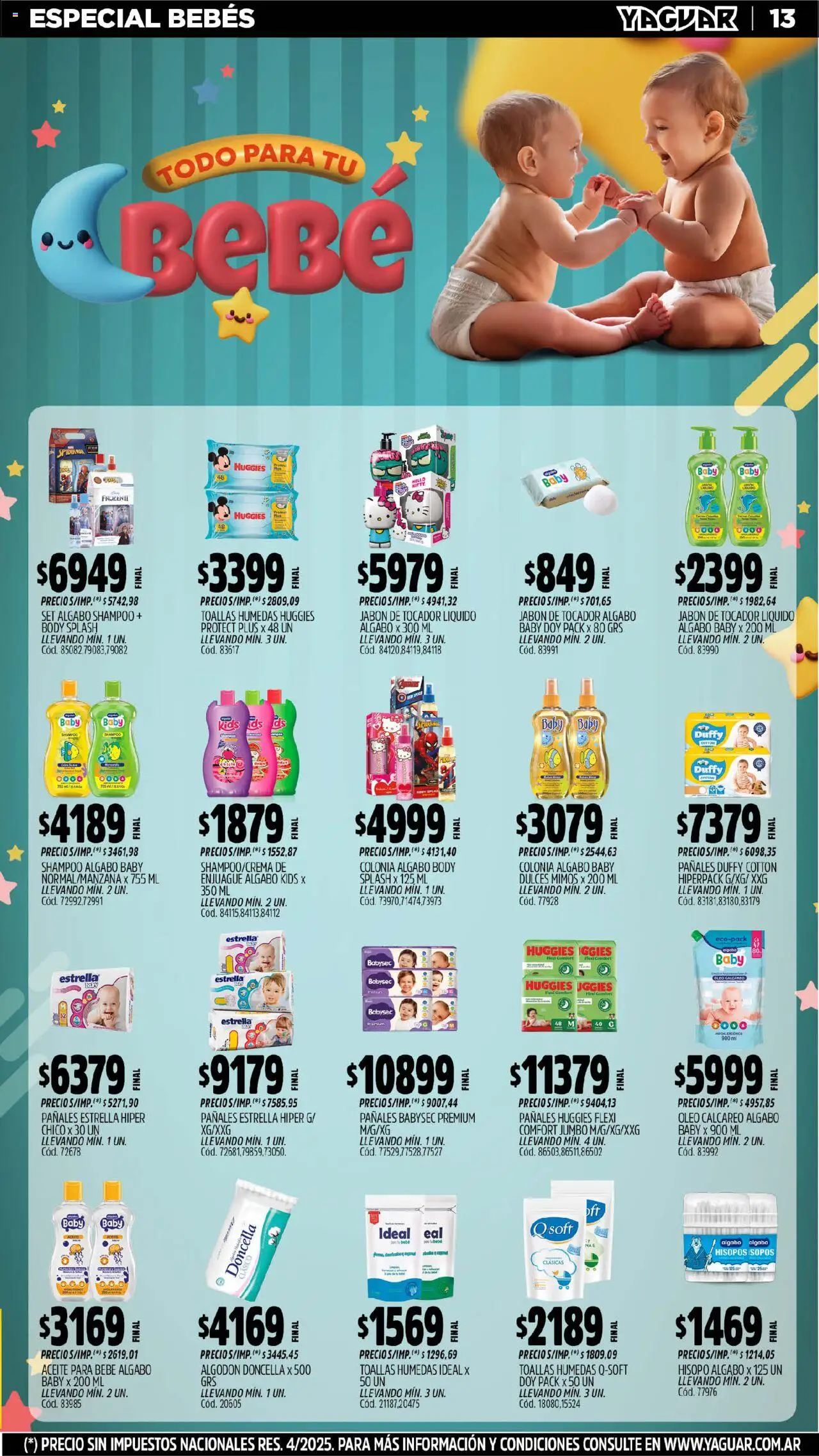 Yaguar - Moreno │ válido desde el 11.08.2025 | Página: 14 | Productos: Body, Toallas, Aceite, Pañales