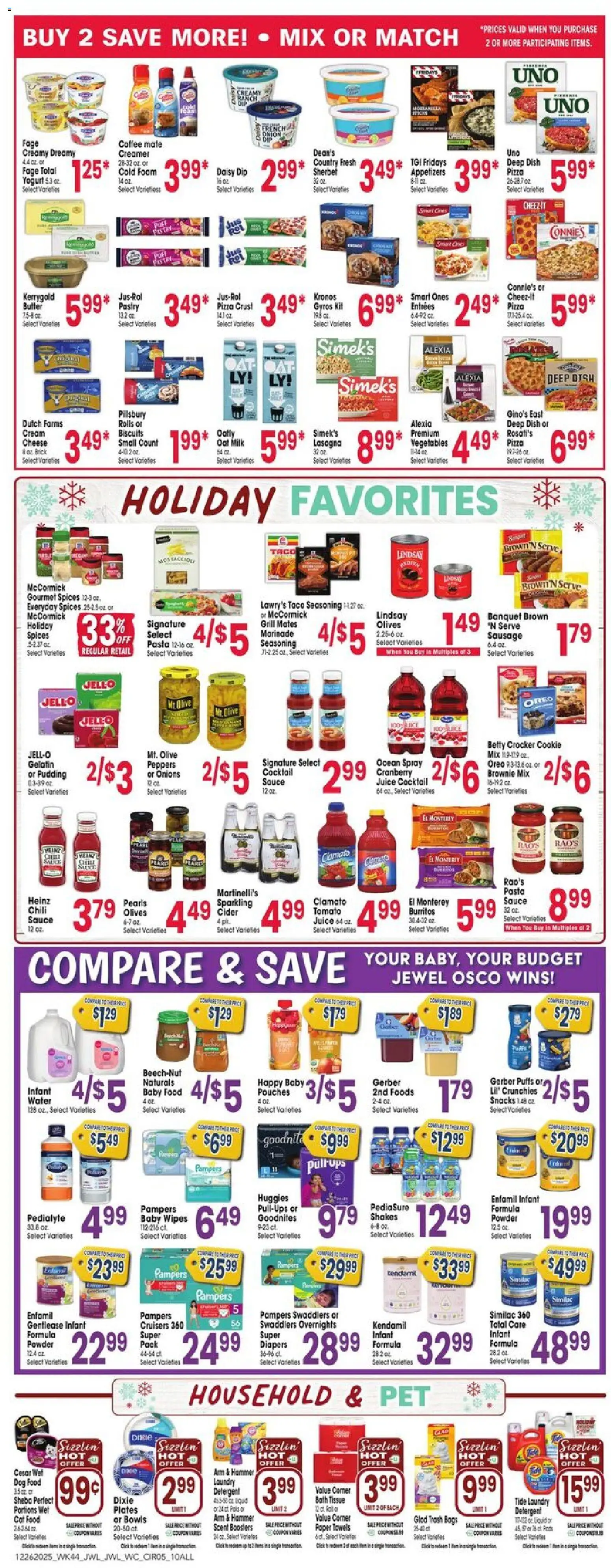 Jewel Osco Weekly Ad - IL - valid from 26.12.2025 | Page: 5 | Products: Dog Food, Cheese, Water, Sausage